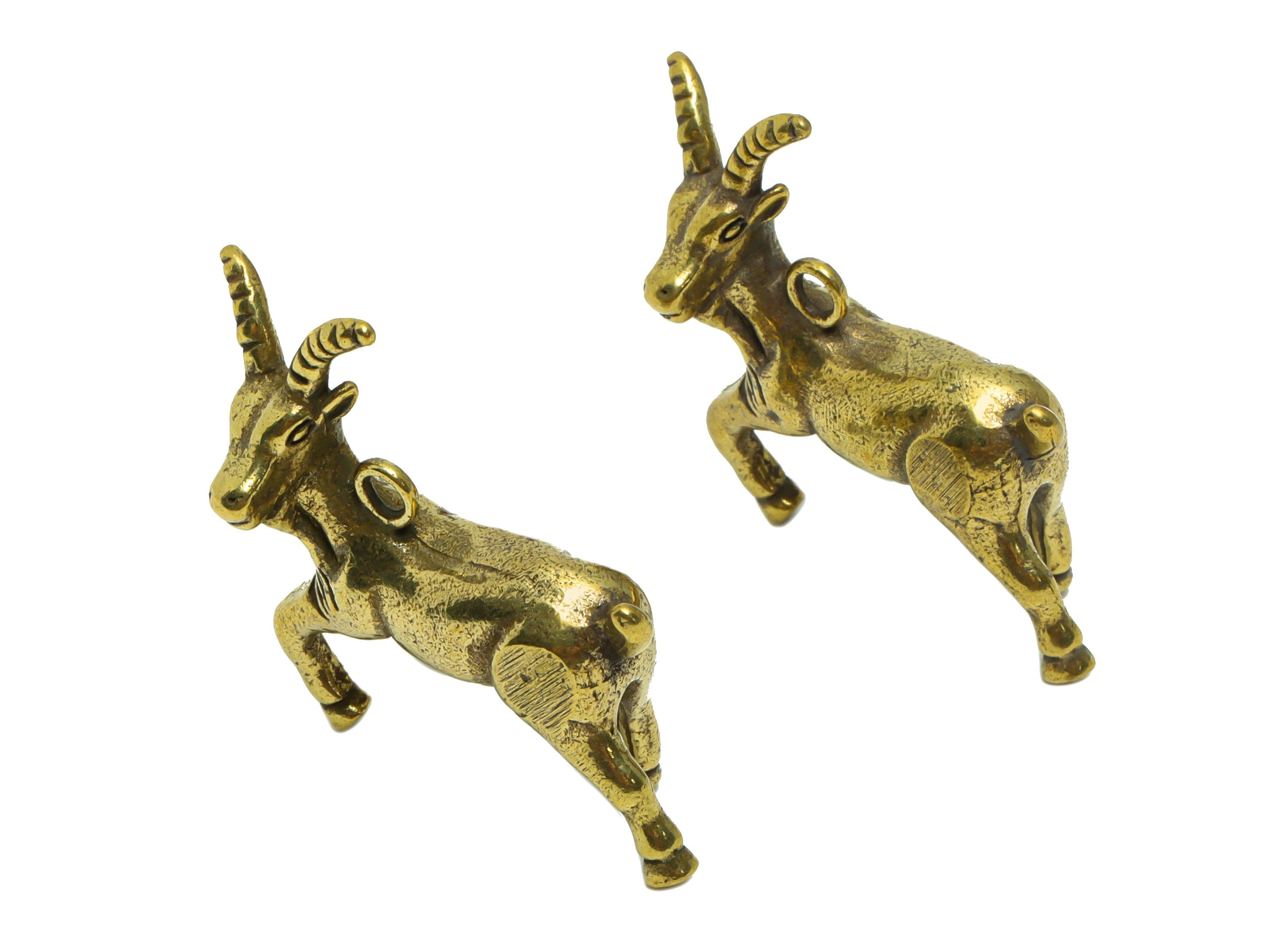 Brass Antelope Charm - Raw Brass Antelope Earring Charms - Antique Looking Pendant - Antelope Figure - Goat Charms - 27x33.89x10mm - PP8784 - DOMEDBAZAAR