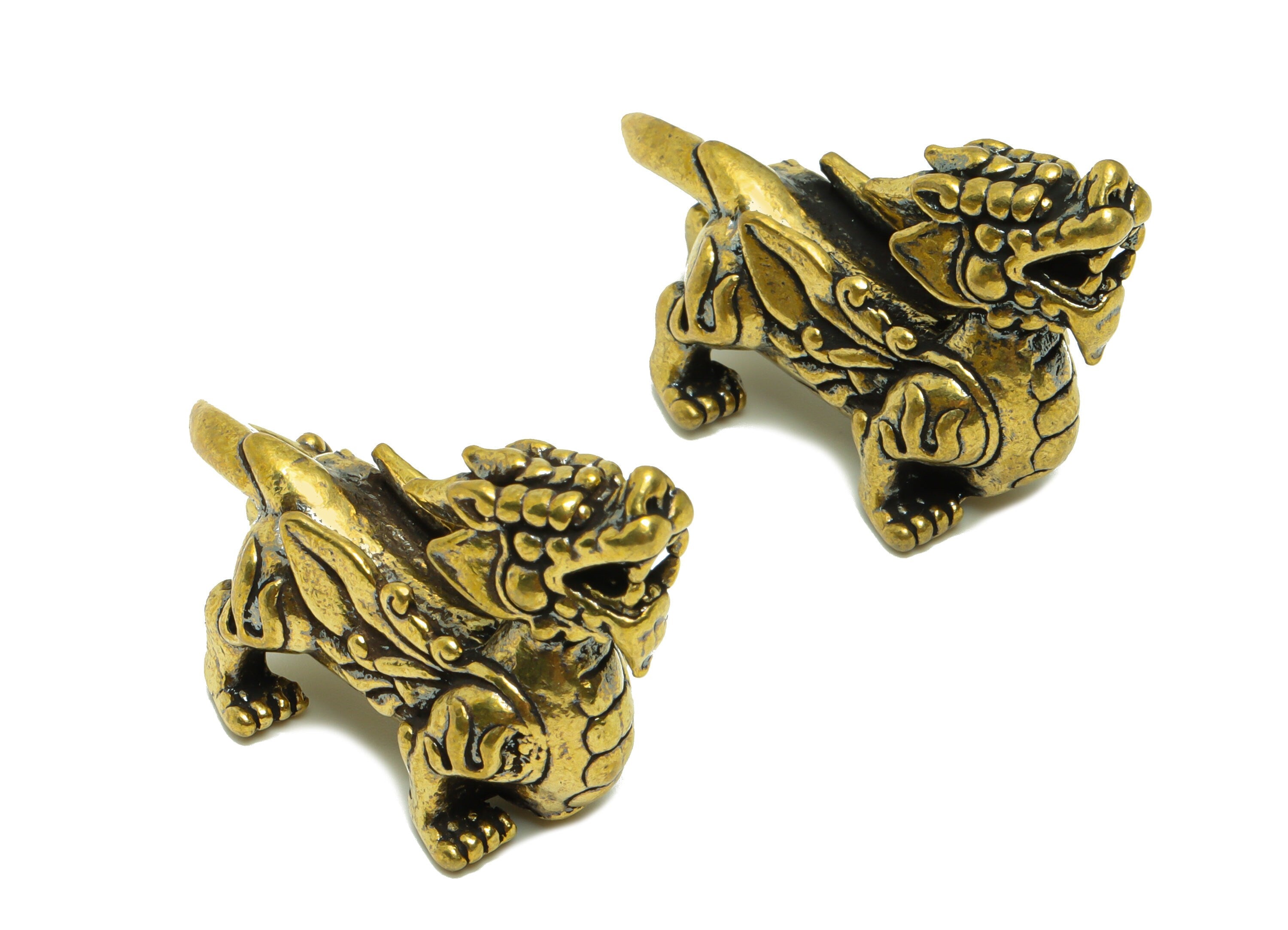 Brass Brave Troops Charm - Raw Brass  Brave Troops Earring Charms - Antique Looking Pendant - Wings Dragon Figure - 42.2x23.88x14mm - PP8728 - DOMEDBAZAAR