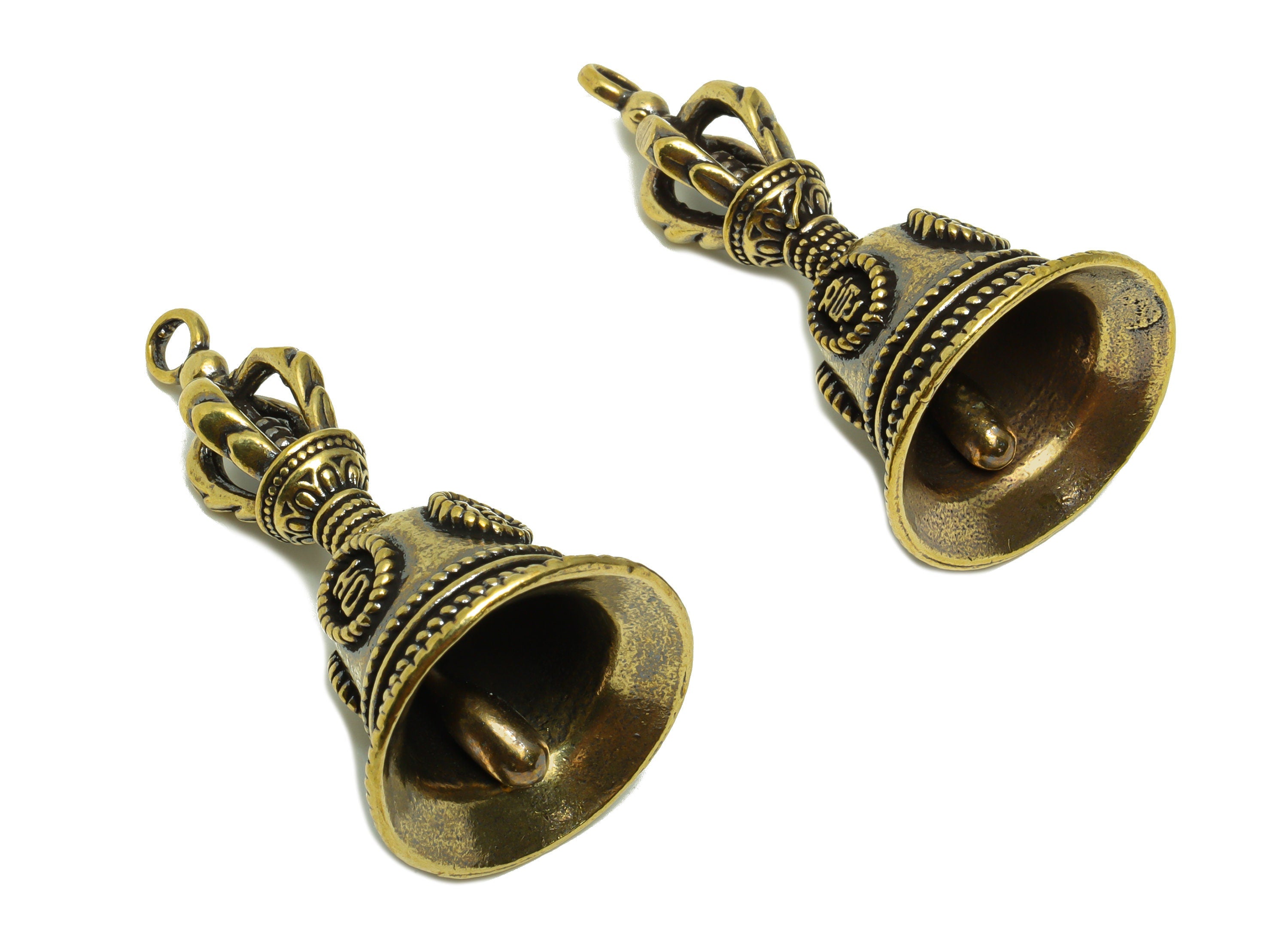 Brass Bell Charm - Raw Brass Ring the Bell Earring Charms - Bell Figure - Antique Looking Pendant - Vintage Style Bell - 48x25x25mm- PP8783 - DOMEDBAZAAR