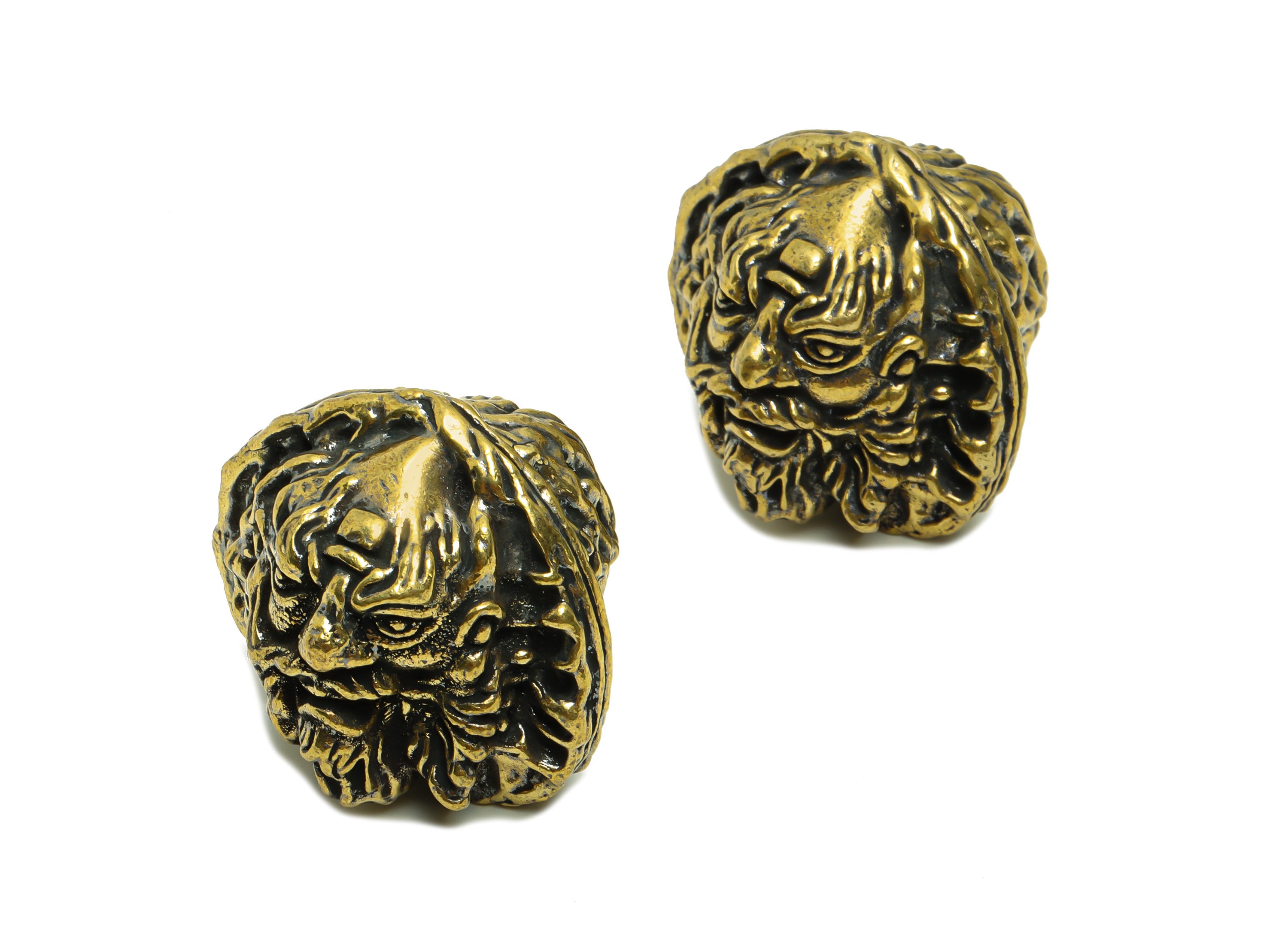 Brass Walnut Charm - Raw Brass Walnut Charms - Walnut Figure - Antique Looking Pendant - Portrait Solid Walnut - 36.38x41.79x38.56mm-PP8715 - DOMEDBAZAAR
