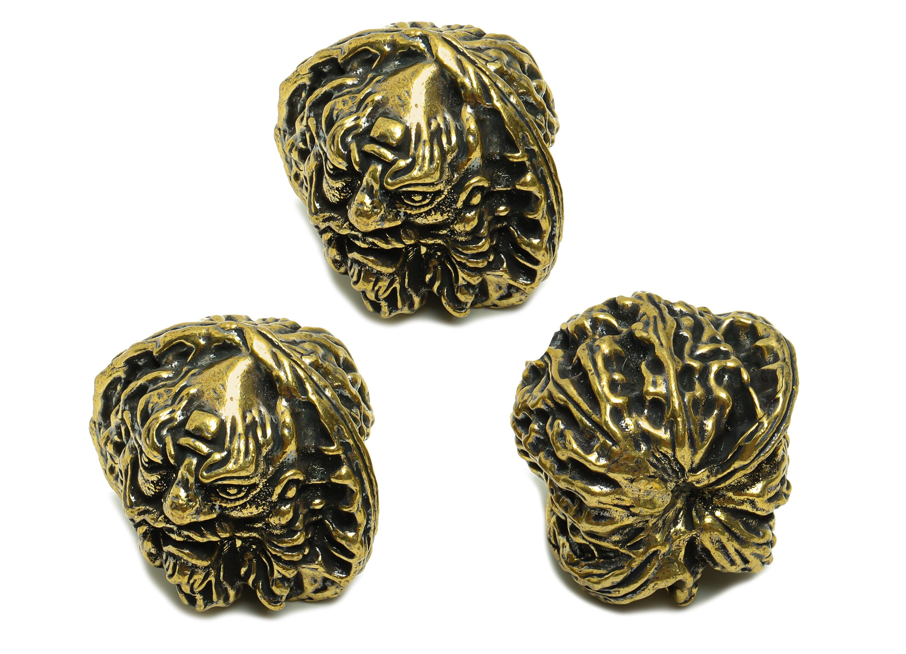 Brass Walnut Charm - Raw Brass Walnut Charms - Walnut Figure - Antique Looking Pendant - Portrait Solid Walnut - 36.38x41.79x38.56mm-PP8715 - DOMEDBAZAAR
