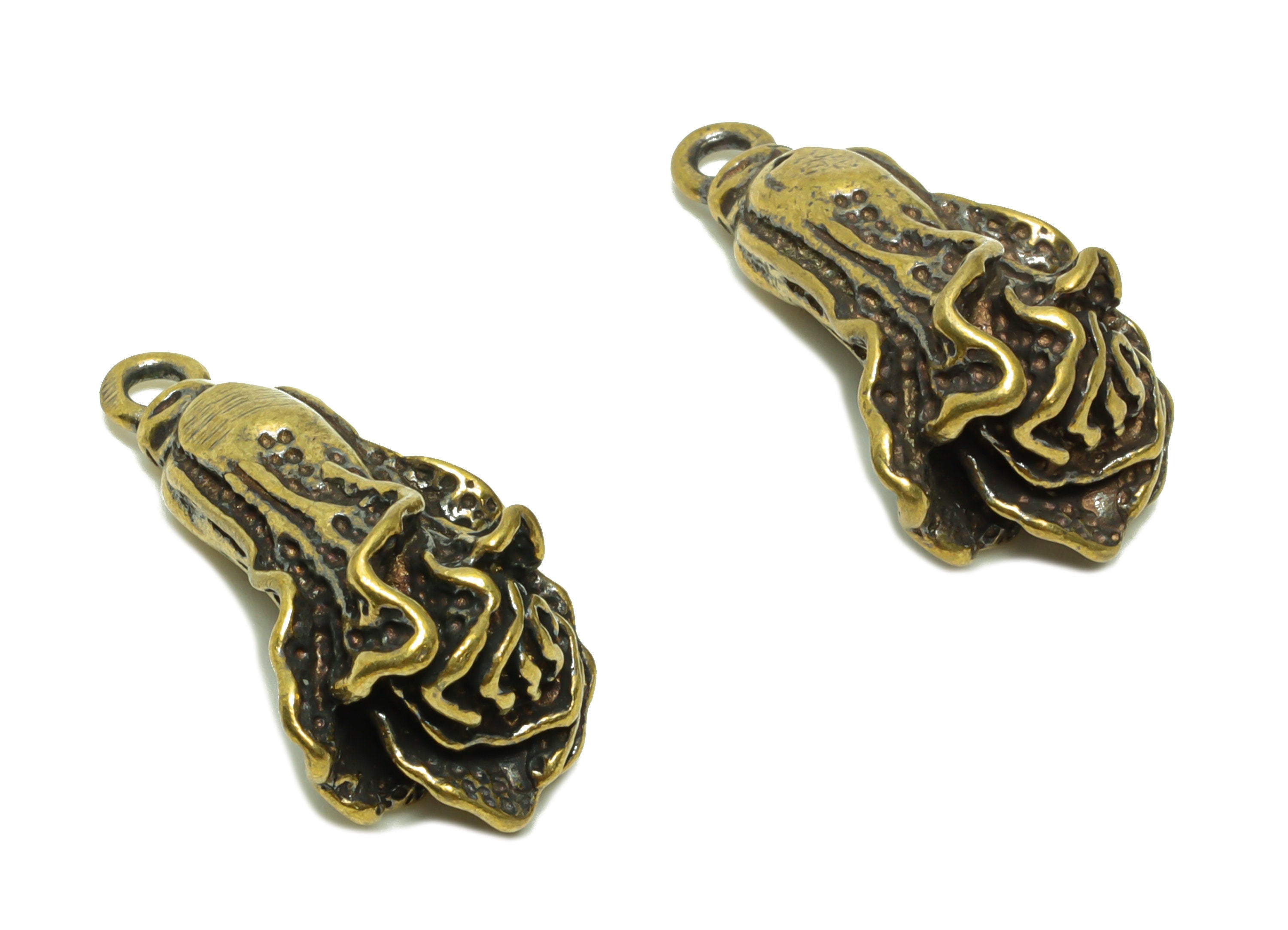 Brass Vegetable Charm - Raw Brass Chinese Cabbage Charms - Vegetable Figure - Antique Looking Pendant - Food Pendant - 27.07x14x12mm-PP8771 - DOMEDBAZAAR