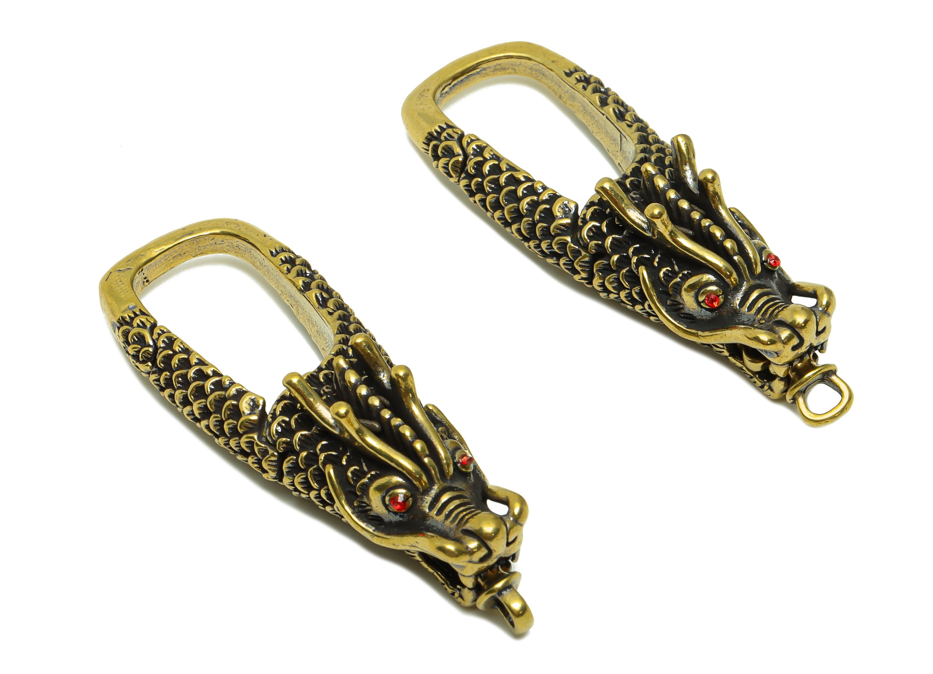 Brass Claw Clasps - Raw Brass Dragon Clasps - Keyring Clasp Figure - Antique Looking Clasp - Zircon Dragon Clasp - 65.82x23.8x17mm - PP8719 - DOMEDBAZAAR