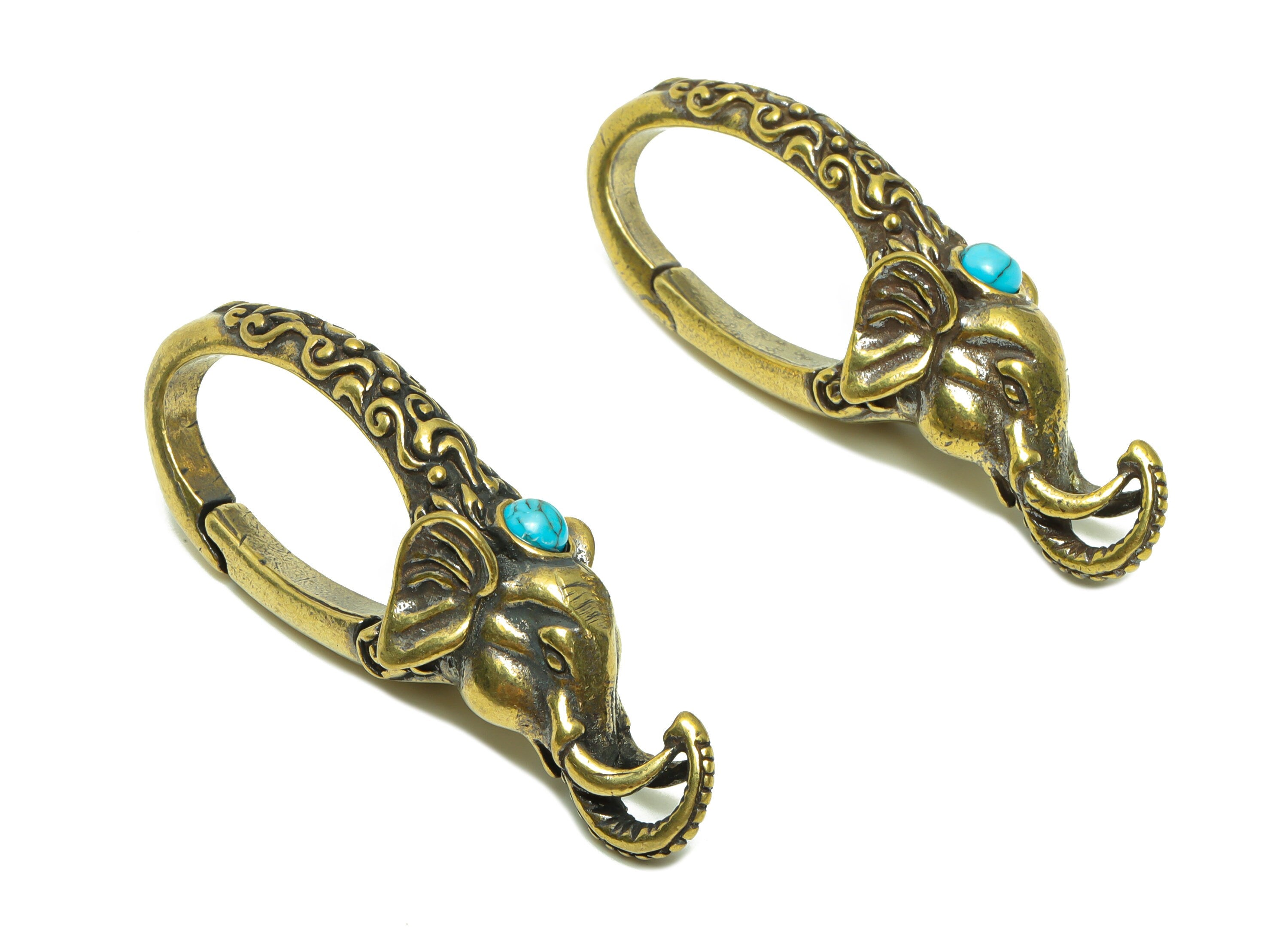 Brass Claw Clasps - Raw Brass Elephant Clasps - Keyring Clasp Figure - Antique Looking Clasp - Elephant clasp - 57.22x21.01x16.32mm - PP8725 - DOMEDBAZAAR