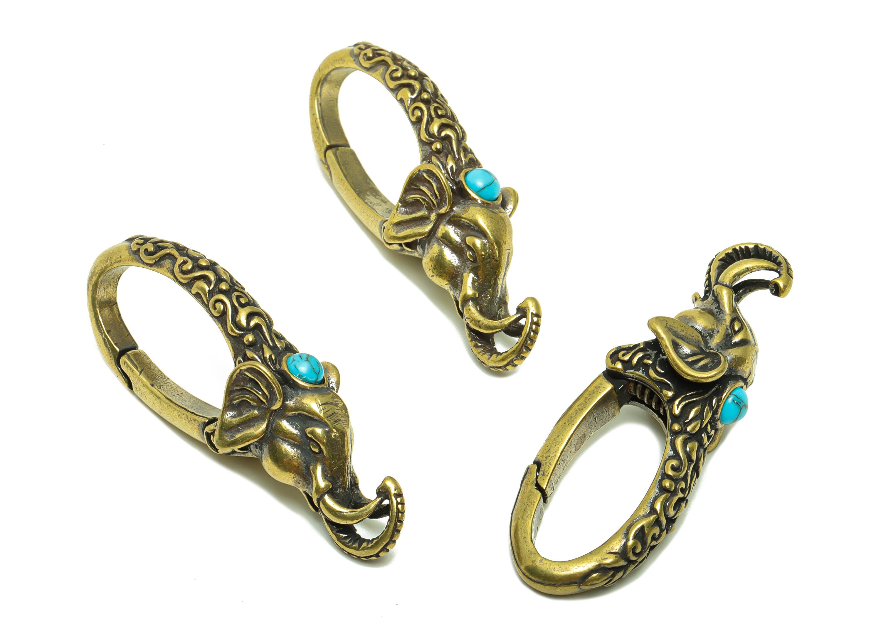 Brass Claw Clasps - Raw Brass Elephant Clasps - Keyring Clasp Figure - Antique Looking Clasp - Elephant clasp - 57.22x21.01x16.32mm - PP8725 - DOMEDBAZAAR