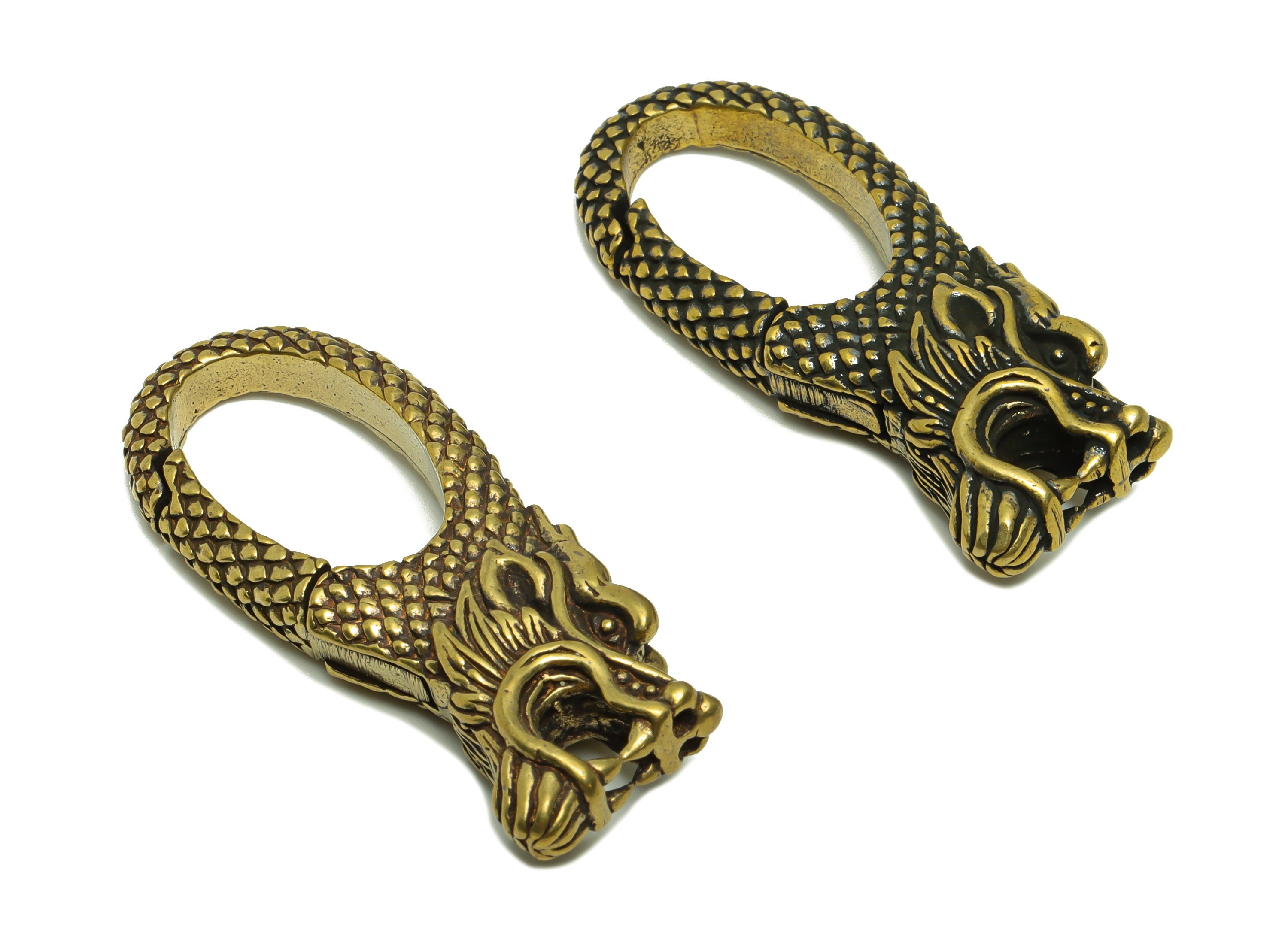 Brass Claw Clasps - Raw Brass Dragon Clasps - Keyring Clasp Figure - Antique Looking Clasp - Textured Dragon Clasp - 51.1x20.49x9mm - PP8708 - DOMEDBAZAAR