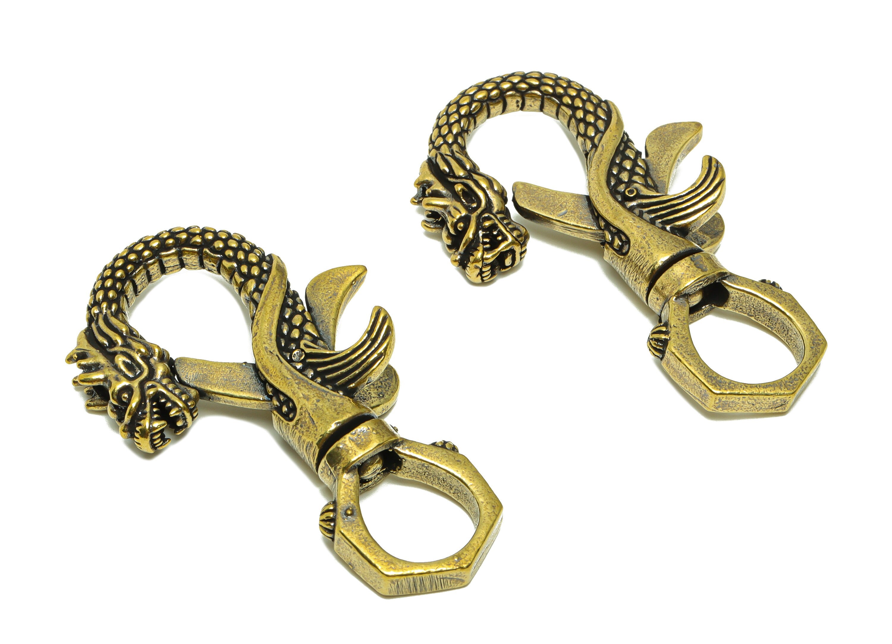 Brass Claw Clasps - Raw Brass Dragon Clasps - Dragon Clasp Figure - Antique Looking Clasp - Textured Dragon Clasp - 60.94x35.6x11mm - PP8717 - DOMEDBAZAAR