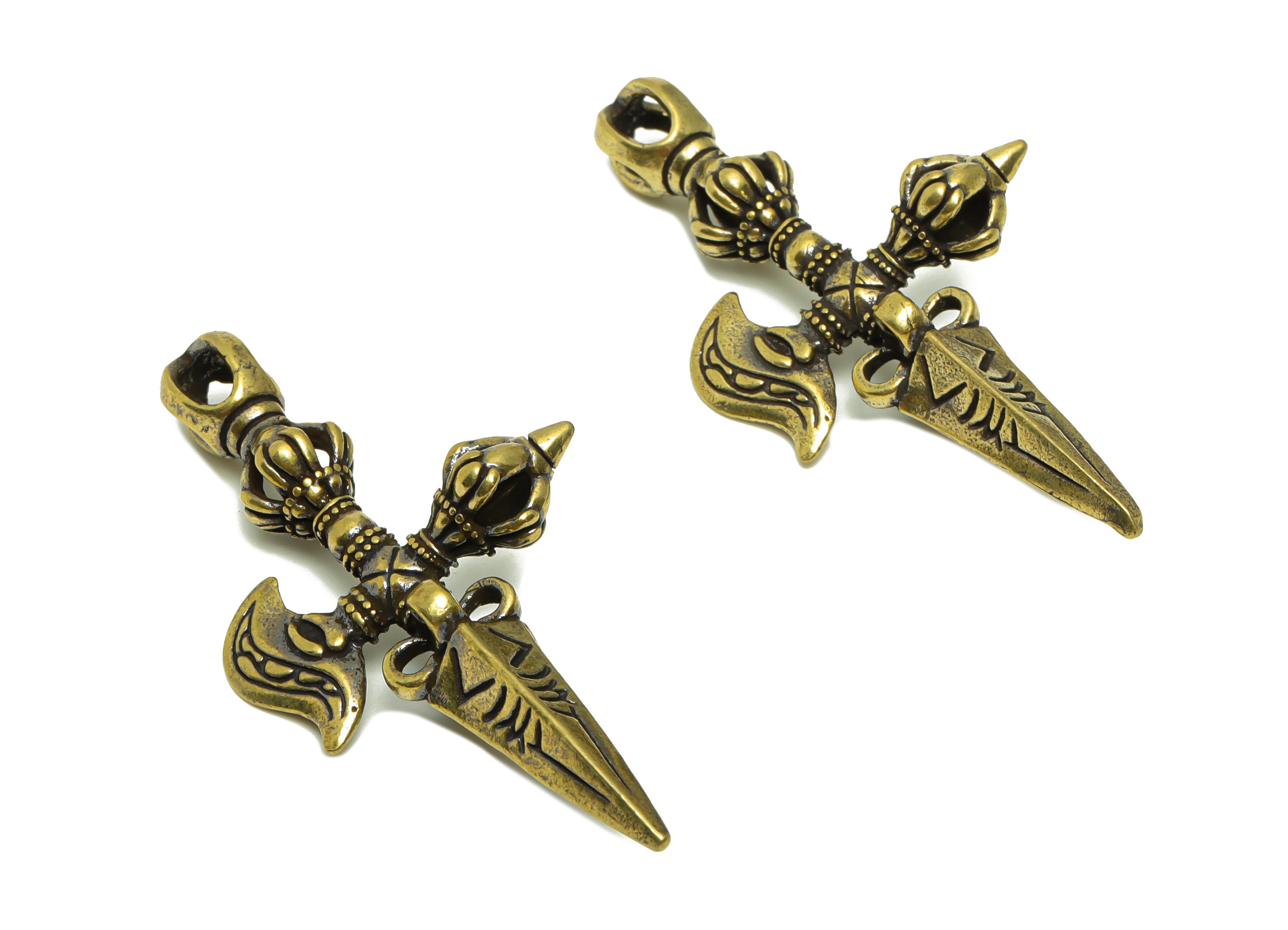 Brass Geometry Charms - Raw Brass Geometry Earring Charm - Dagger Geometry Figure - Antique Looking Knife - 58.04x30.12x11.4mm - PP8718 - DOMEDBAZAAR