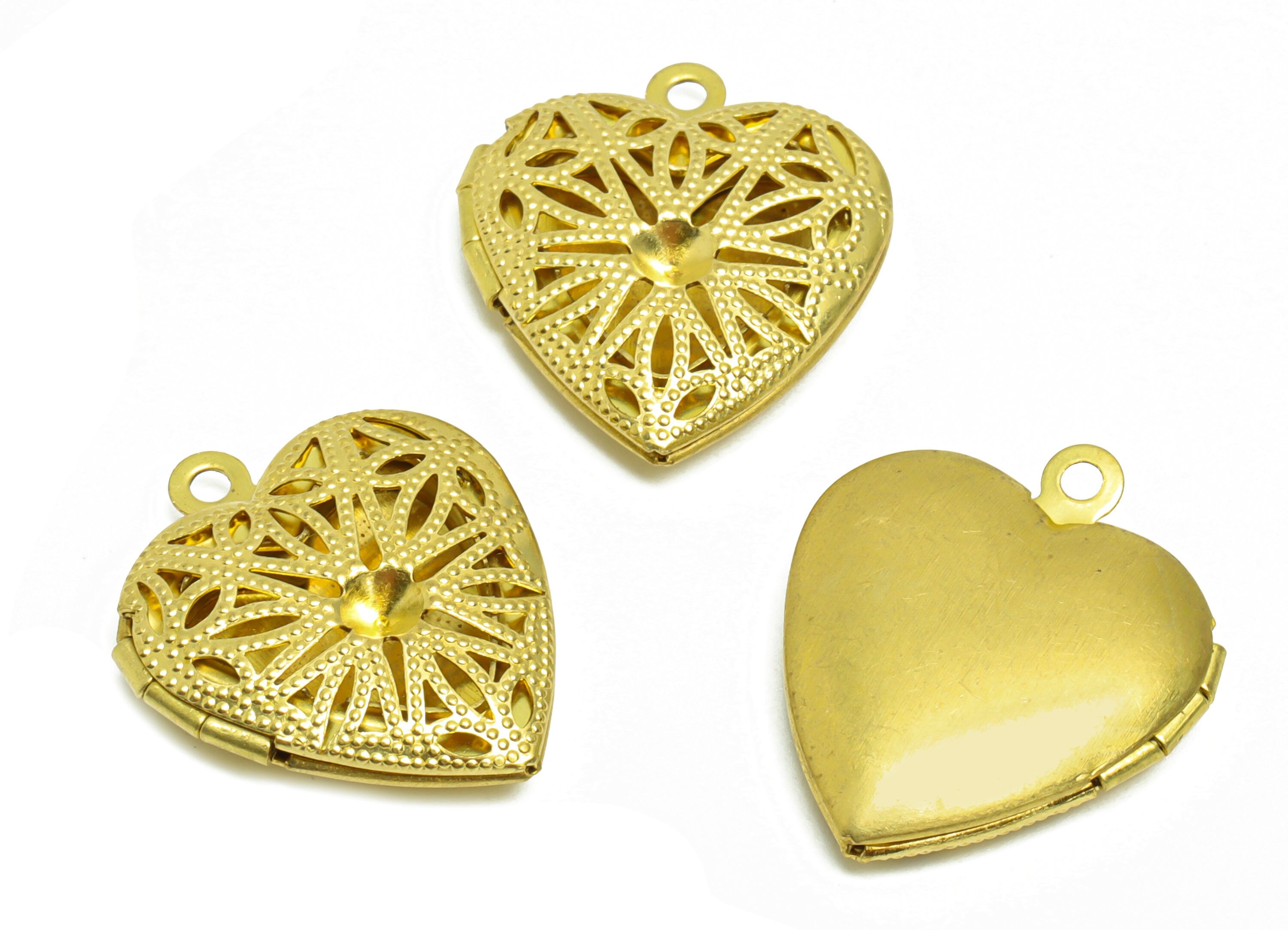 Brass Heart Locket Charm - Raw Brass Antique Vintage - Vintage Looking Locket - Engraved Locket - Antique Looking Locket - 22x19x5mm -PP8908 - DOMEDBAZAAR
