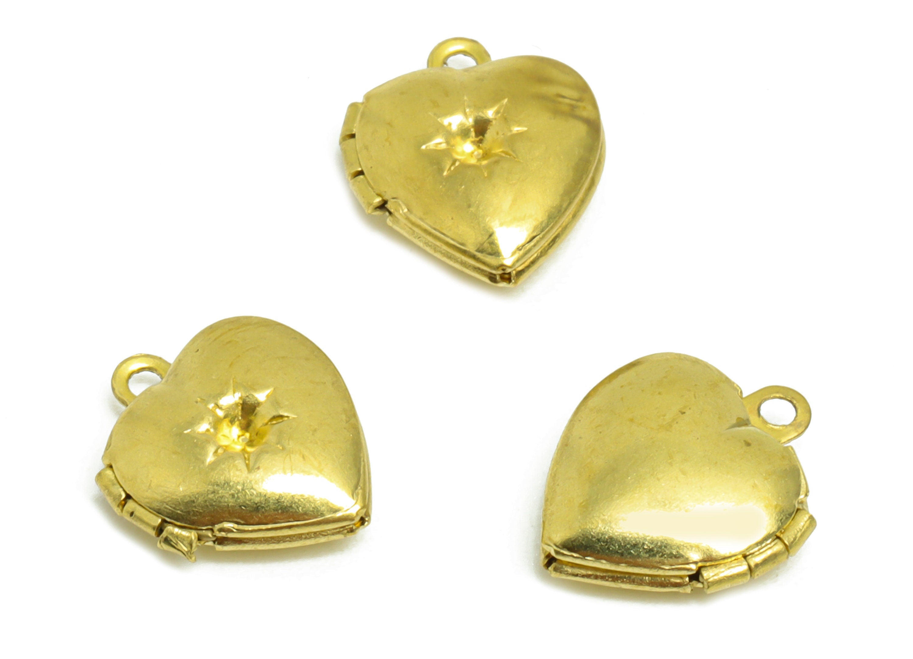 Brass Heart Locket Charm - Raw Brass Mini Heart Locket Charms - Locket Pendant For Necklace - Fligre Locket - 12.4x10.32x3.99mm - PP8914 - DOMEDBAZAAR