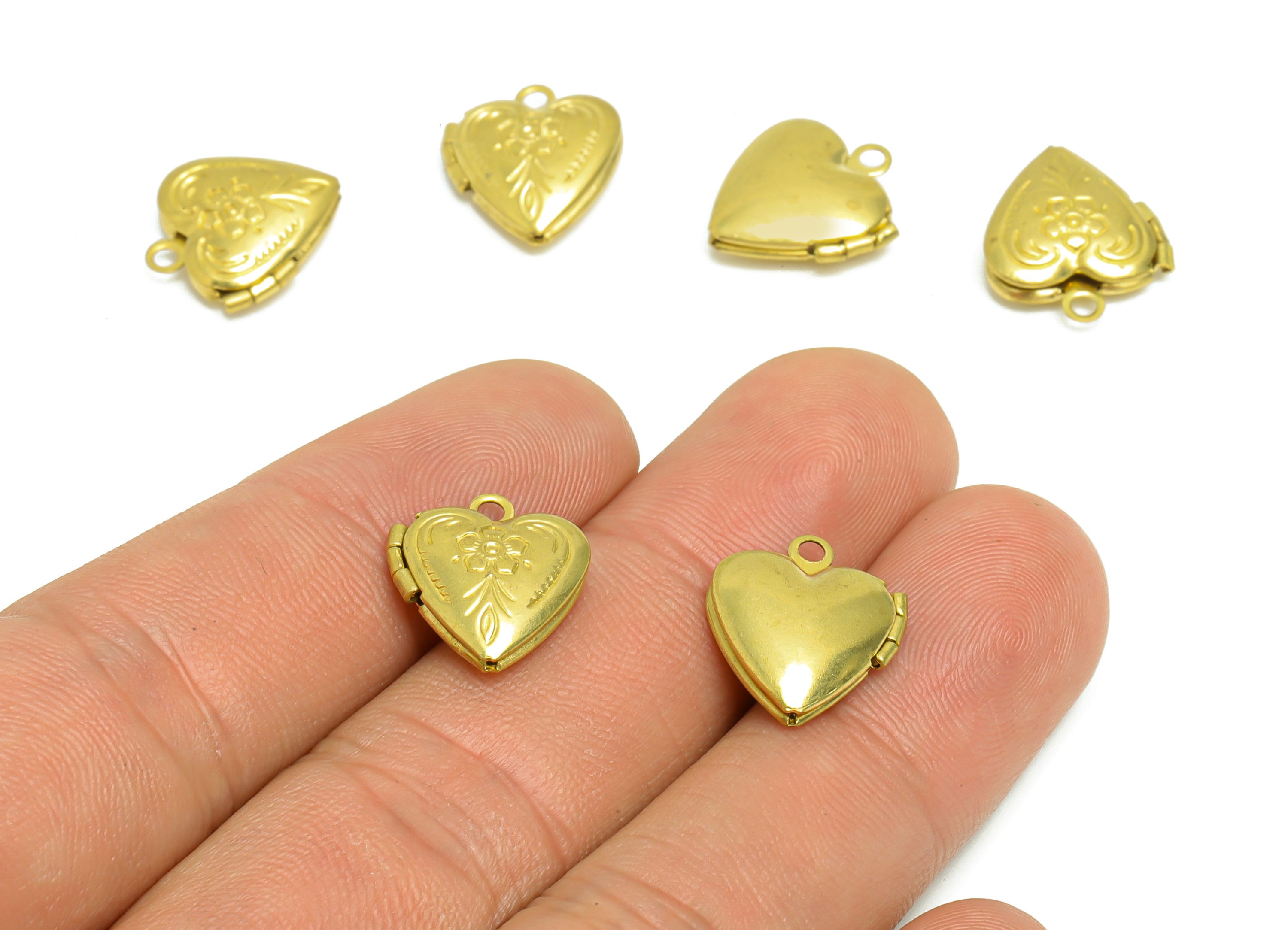 Brass Heart Locket Charm - Raw Brass Flower Heart Locket Charms - Locket Pendant For Necklace - Fligre Locket Pendant - 15x13x4.5mm - PP8915 - DOMEDBAZAAR
