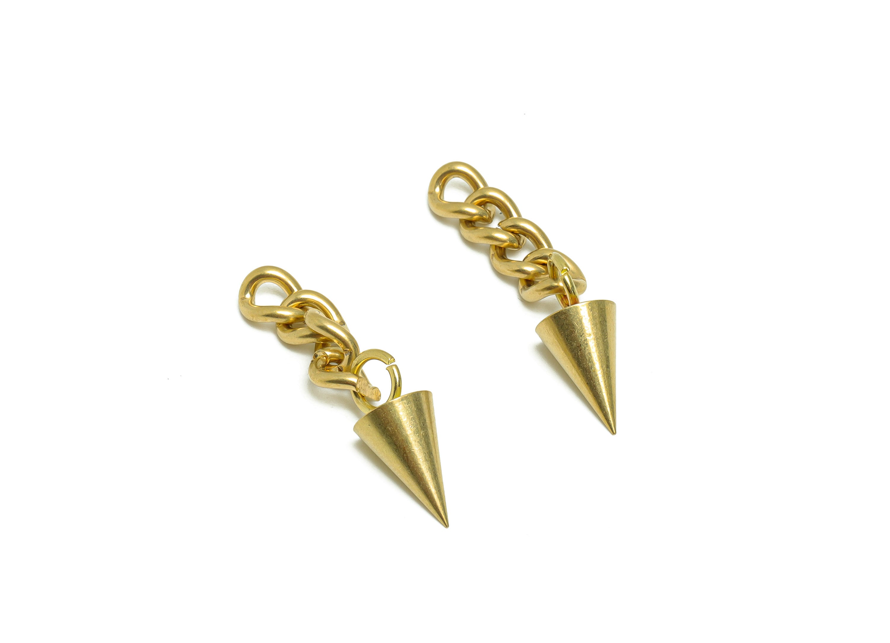 Brass Awl Charms - Raw Brass Awl Earring Charm - Brass Cone Pendant - Brass Spite Chain - Extender Chain - 30.54x7.8x7.8mm - PP8839 - DOMEDBAZAAR