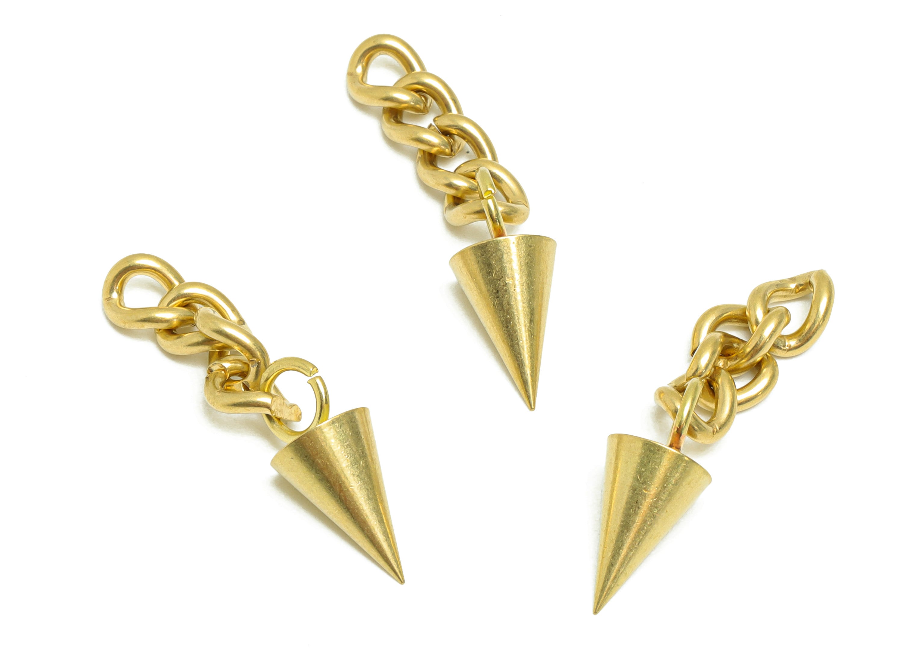 Brass Awl Charms - Raw Brass Awl Earring Charm - Brass Cone Pendant - Brass Spite Chain - Extender Chain - 30.54x7.8x7.8mm - PP8839 - DOMEDBAZAAR