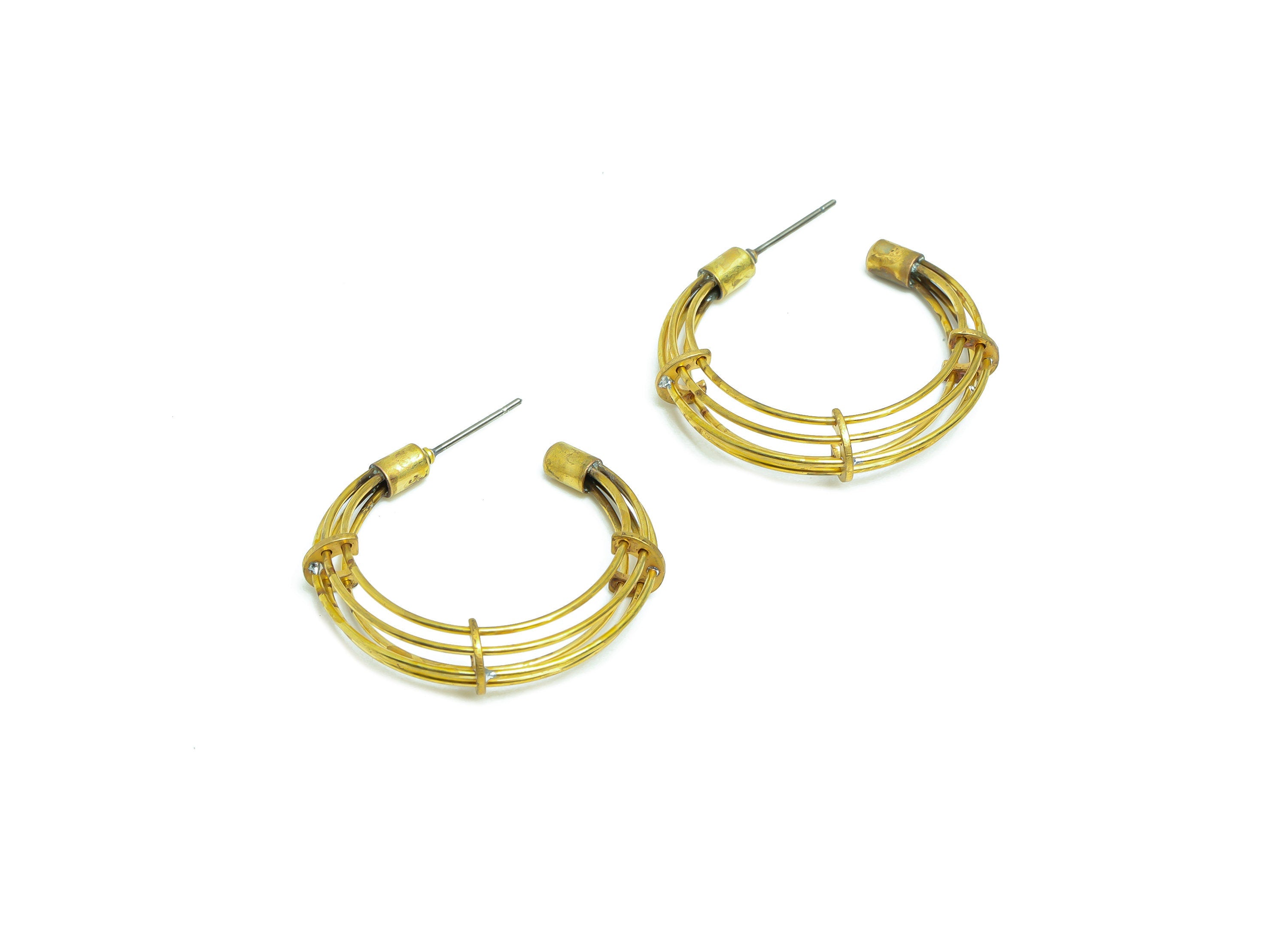 Brass Hoop Earring Post - Raw Brass Hoop Earring Stud - Brass Open C Hoop Earring Post - Jewelry Supplies - 33.62x31.84x7.08mm - PP8902 - DOMEDBAZAAR