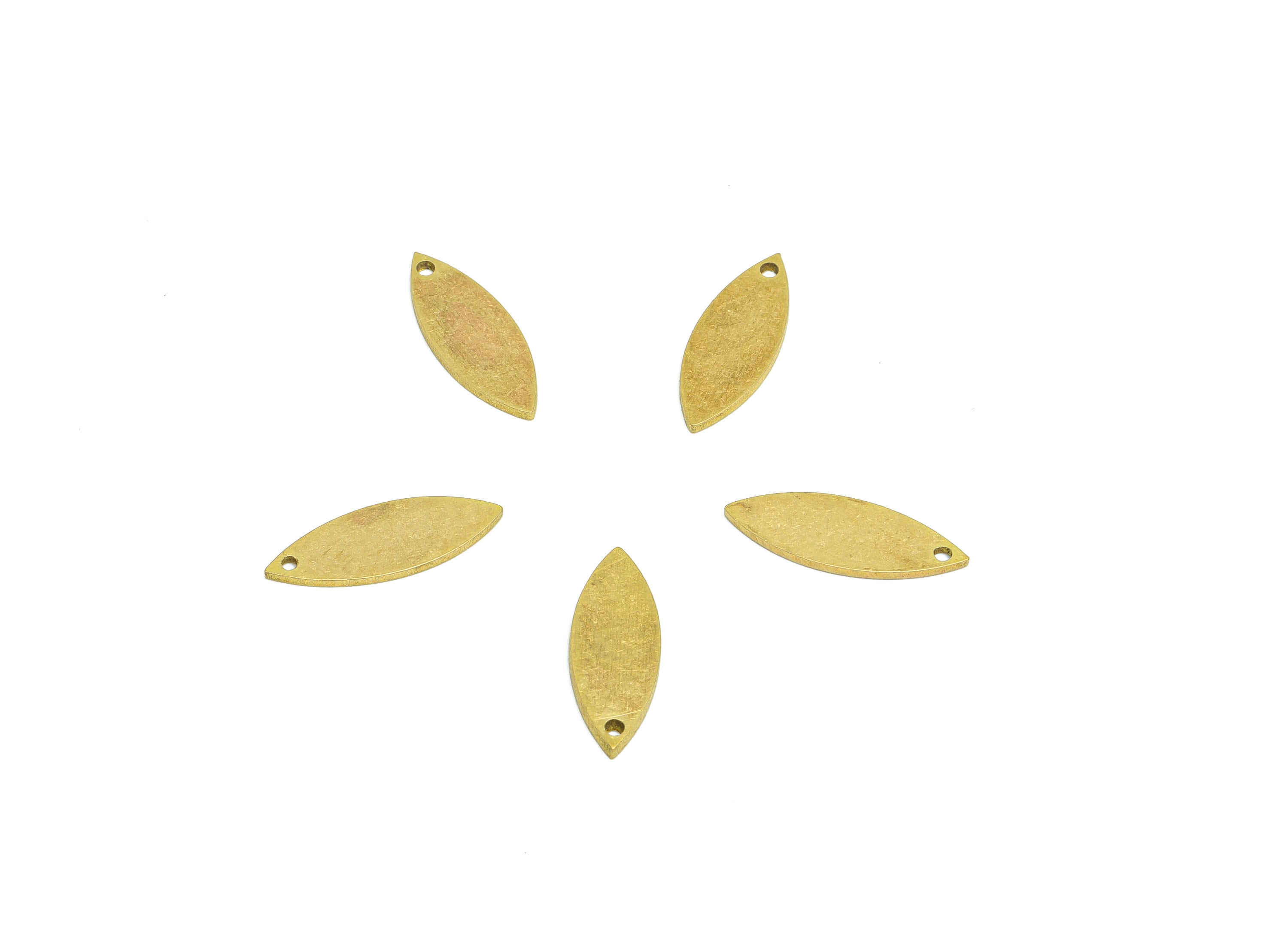 Brass Marquise Earring Charms - Raw Brass Geometry Charm - Semi Marquise Earring Charm - Jewelry Supplies - 14.66x5.25x0.7mm - PP8841 - DOMEDBAZAAR