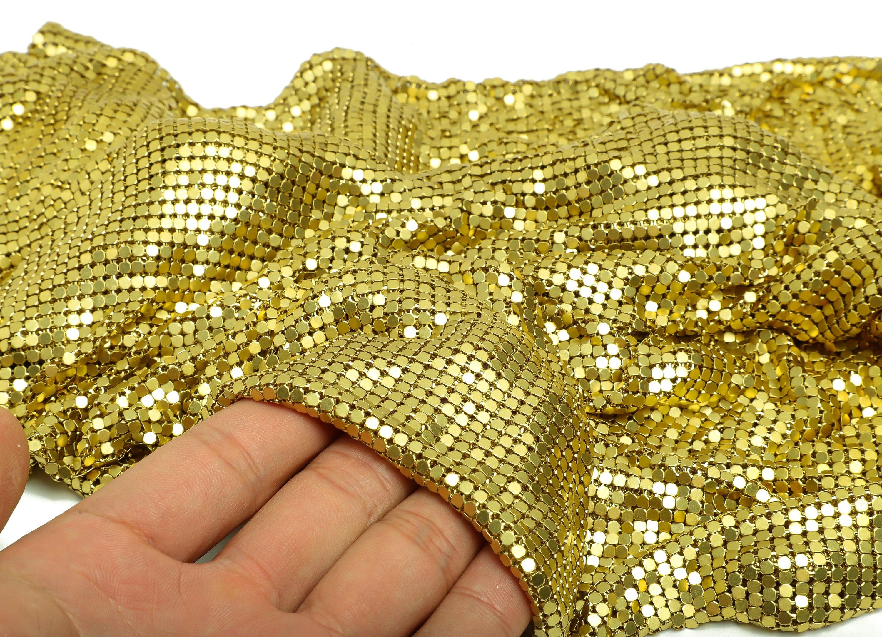 Raw brass 3mm Mesh Fabric - 324*144pcs 3mm Skirt Shape Raw Brass - 53cmX44cm X2side - PP8903 - DOMEDBAZAAR