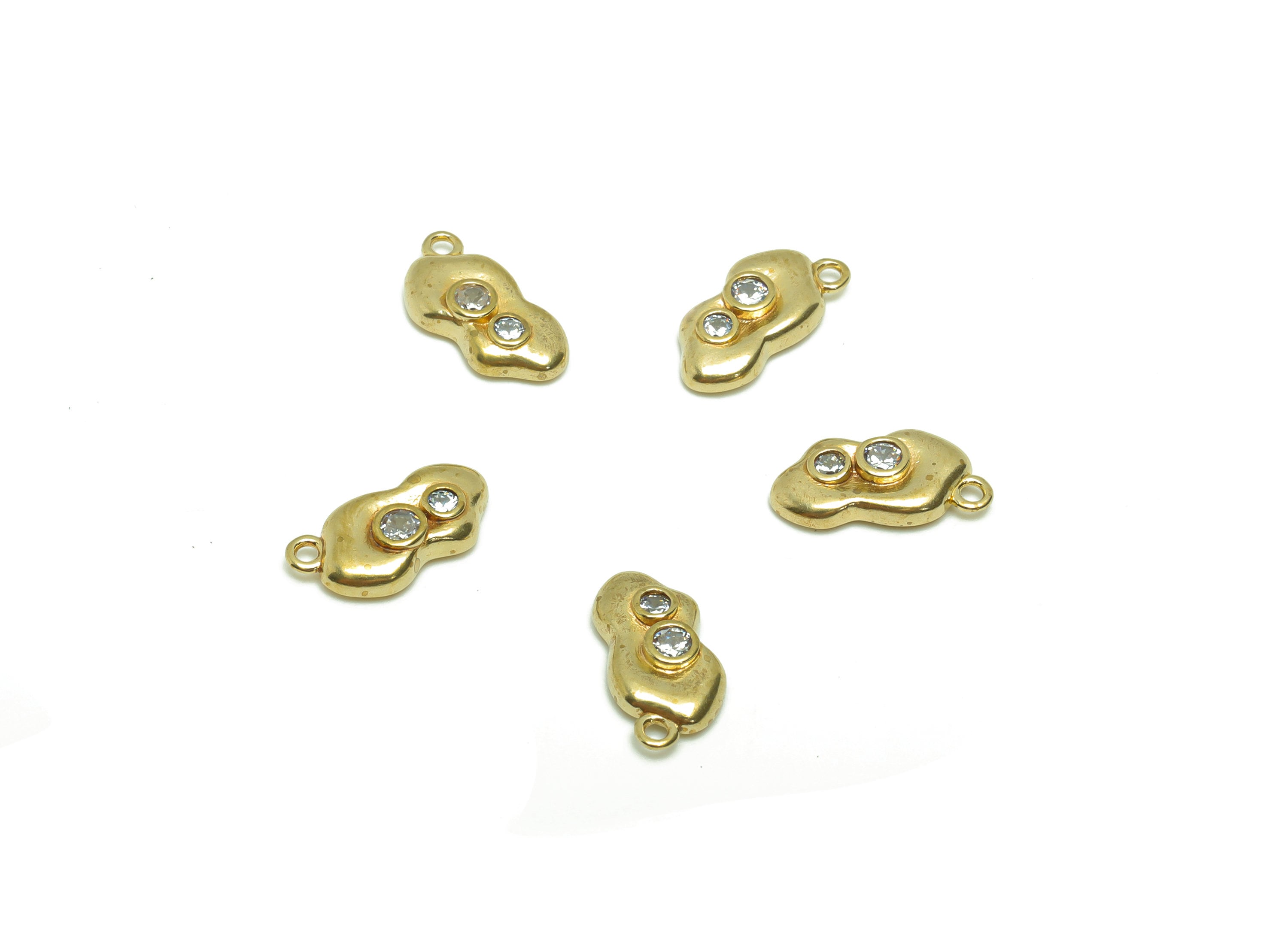 Brass Cloud Earring Charm - Raw Brass Cloud Pendant - Brass Cubic Zircon Cloud Earring Charm - Jewelry Supplies - 12.81x6.62x2.61mm - PP8681 - DOMEDBAZAAR