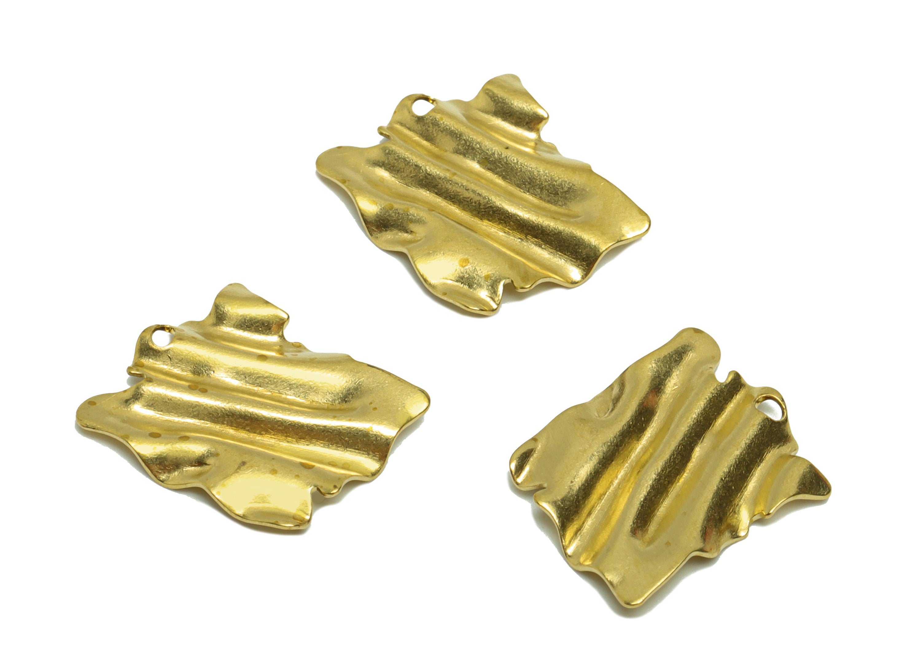 Brass Rectangle Earring Charm - Brass Wavy Rectangle Charm - Brass Irregular Rectangle Pendant - Brass Geometry Charm- 15x13x0.52mm - PP8651 - DOMEDBAZAAR