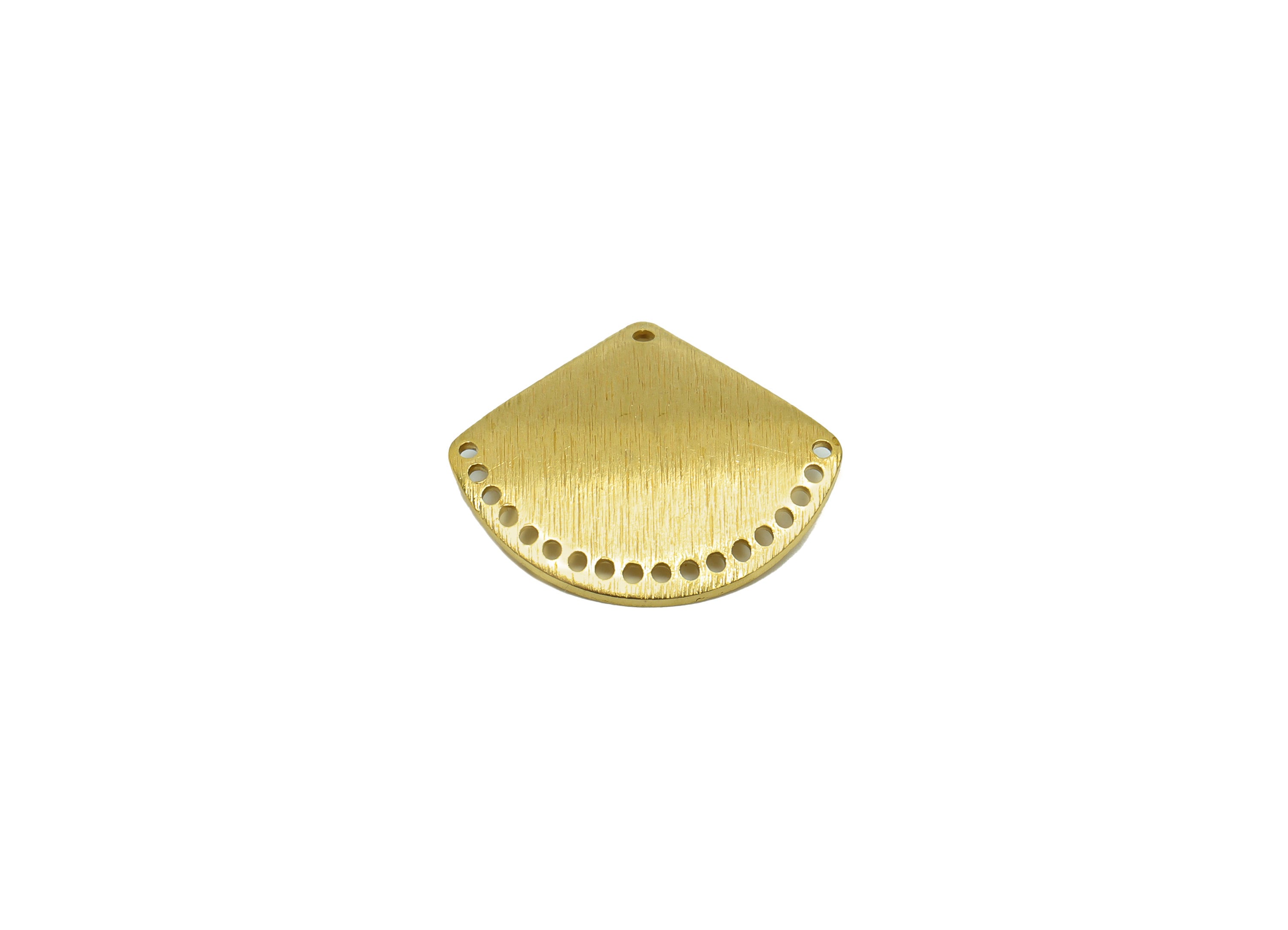 Brass Fan Tassel Connector- Brass Bent Fan Earring Charm - Raw Brass Fan Connector - Brass Fan Pendant - 23.2x24.91x0.9mm - PP8646 - DOMEDBAZAAR
