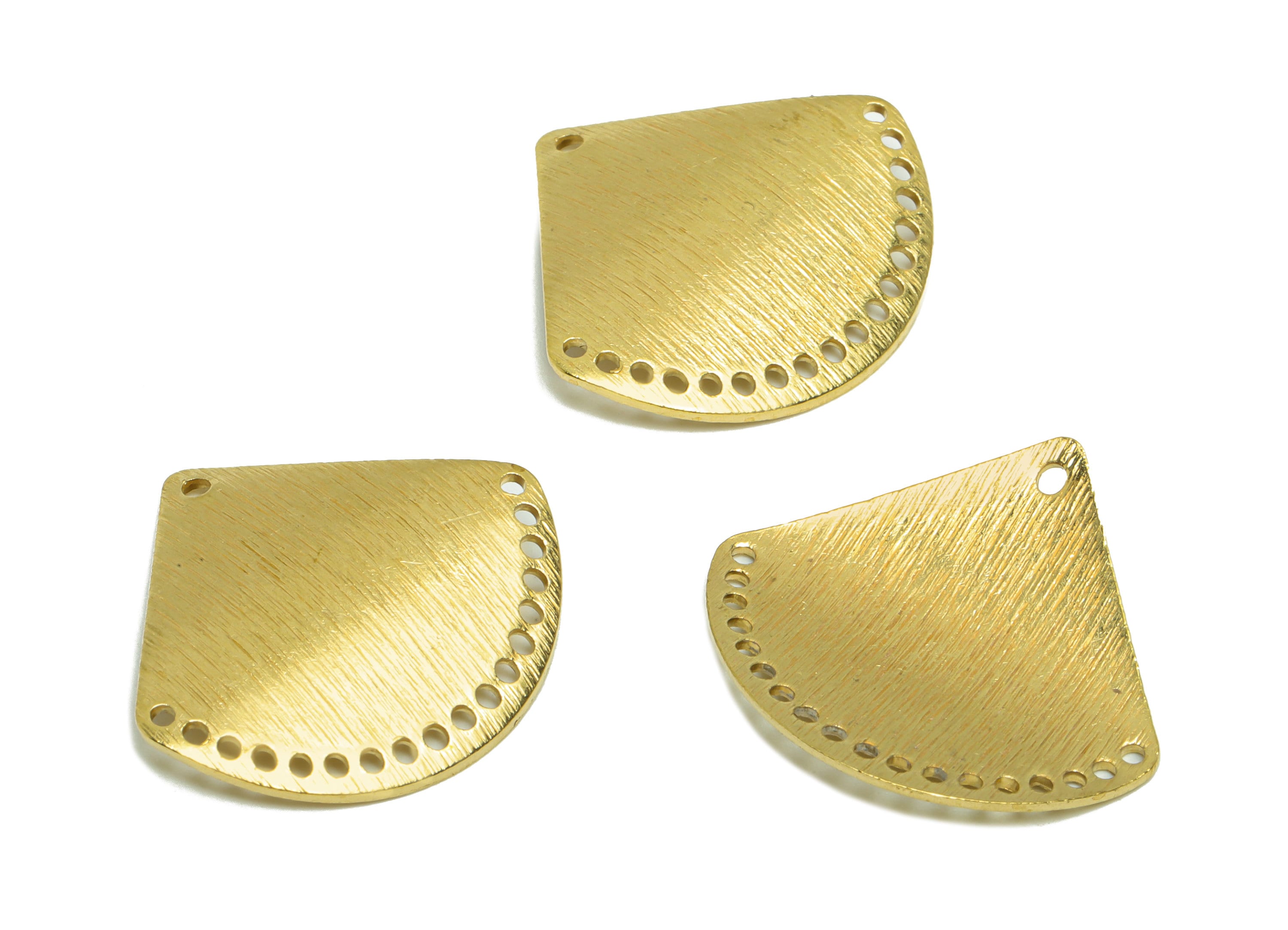 Brass Fan Tassel Connector- Brass Bent Fan Earring Charm - Raw Brass Fan Connector - Brass Fan Pendant - 23.2x24.91x0.9mm - PP8646 - DOMEDBAZAAR