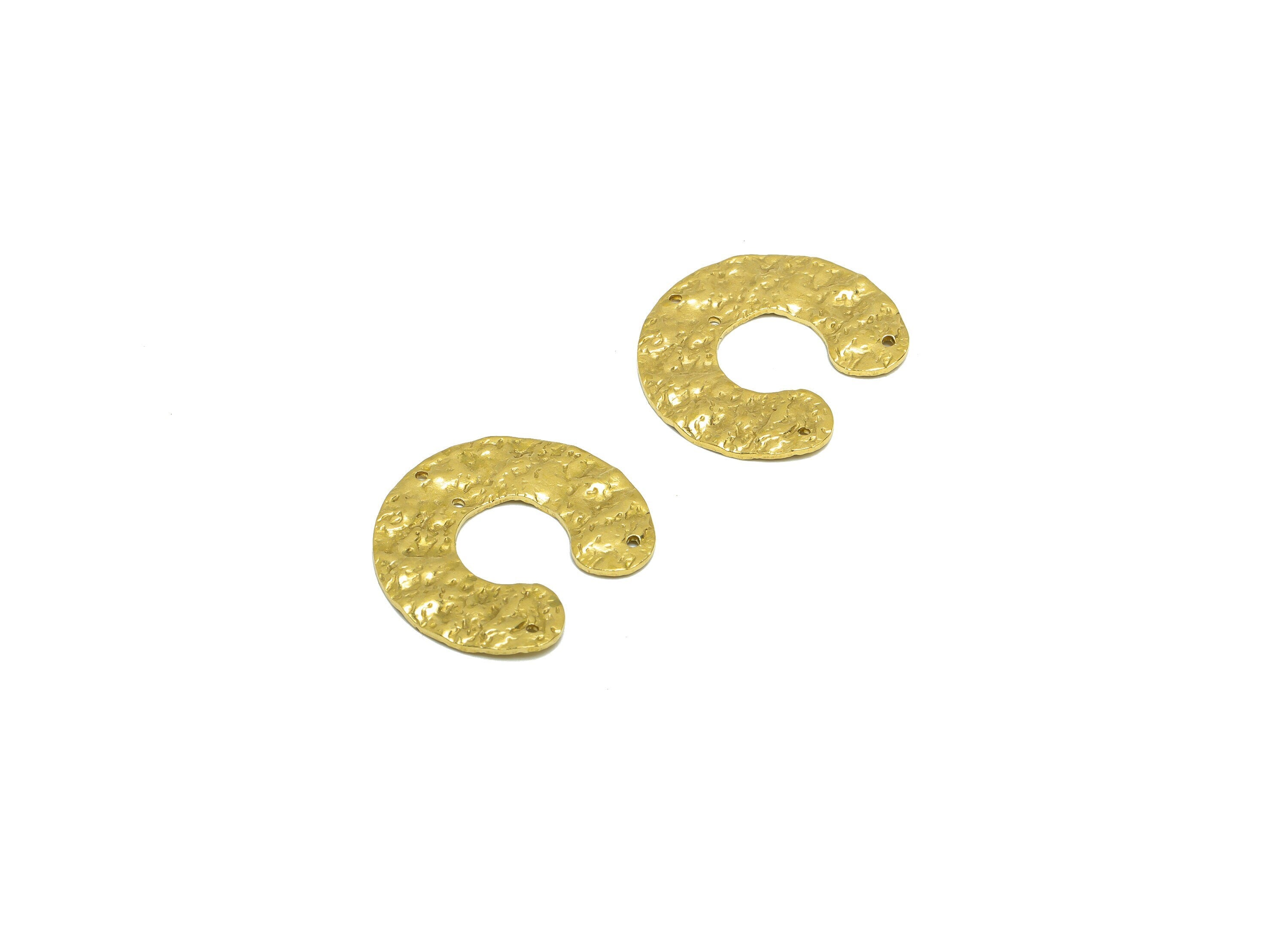 Brass C Hoop Earring Charm - Brass Wavy Open Hoop Connector - Raw Brass C Latter Pendant - Brass Hoop C Charm- 25.78x23x1.5mm - PP8653 - DOMEDBAZAAR