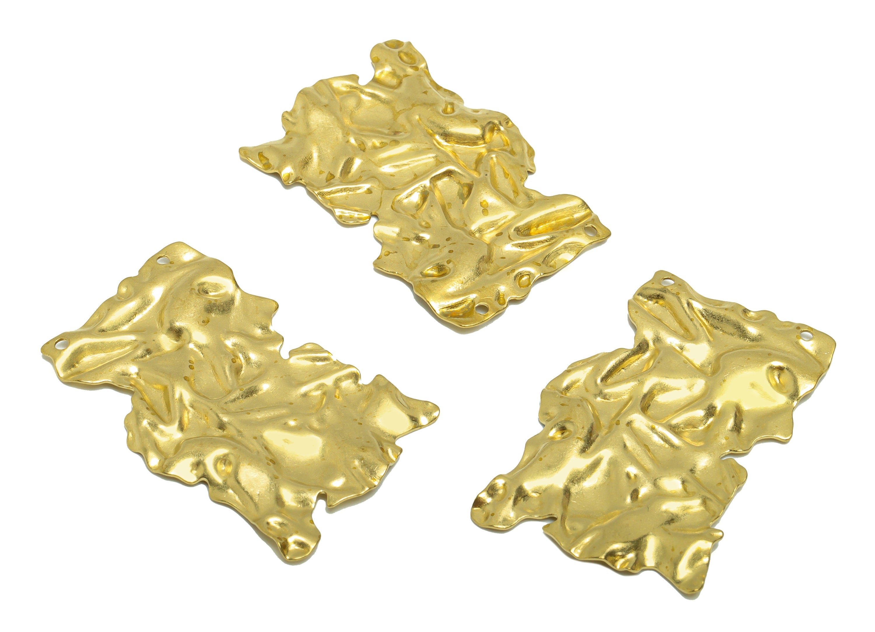 Brass Rectangle Earring Charm - Brass Wavy Rectangle Charms - Raw Brass Irregular Pendant - Brass Geometry Charm- 41.16x27x2mm - PP8645 - DOMEDBAZAAR