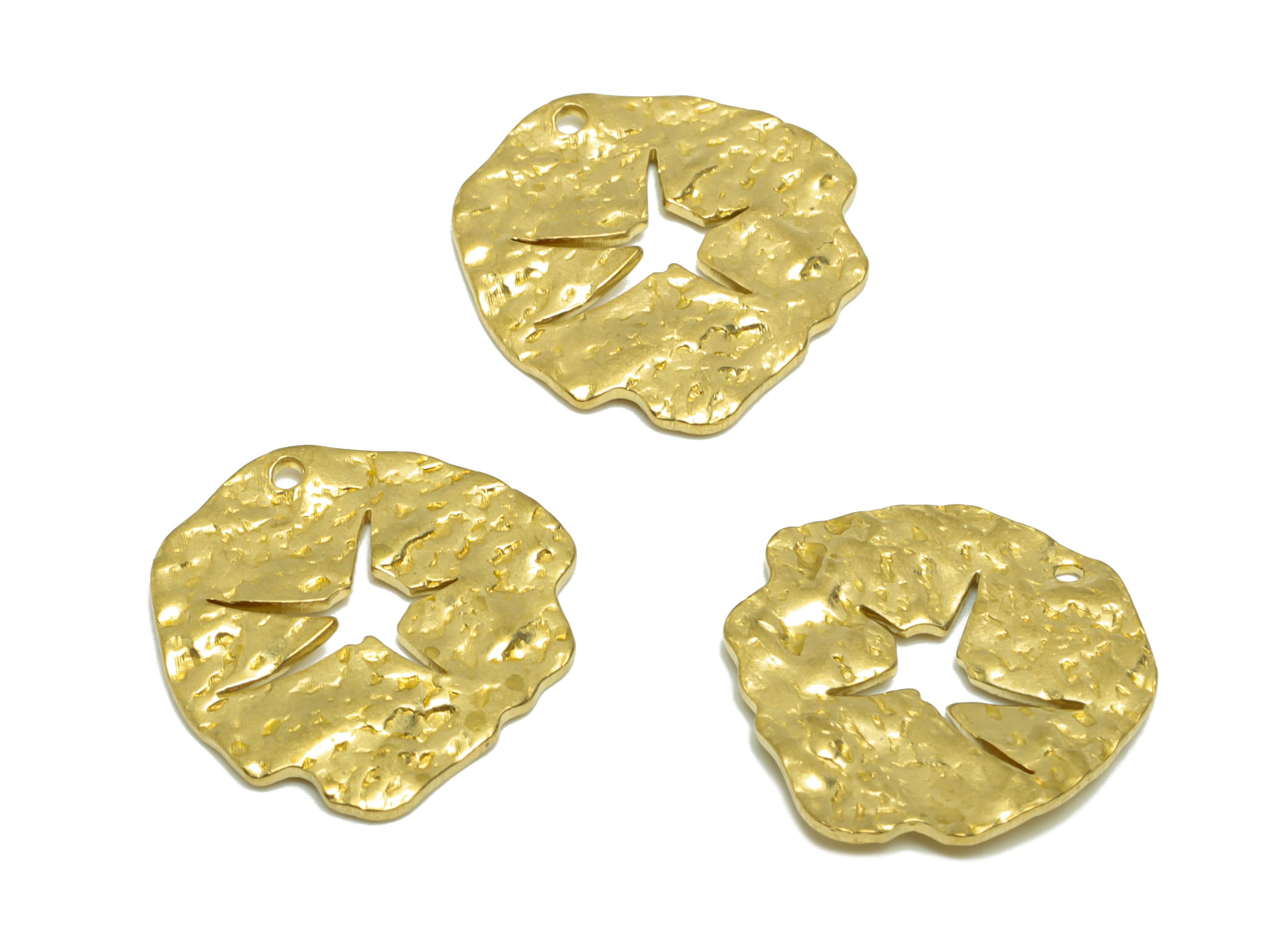 Brass Earring Charm - Brass Wavy Earring Charms - Raw Brass Irregular Pendant - Brass Abstract Charm - 17.1x17.88x0.93mm - PP8655 - DOMEDBAZAAR