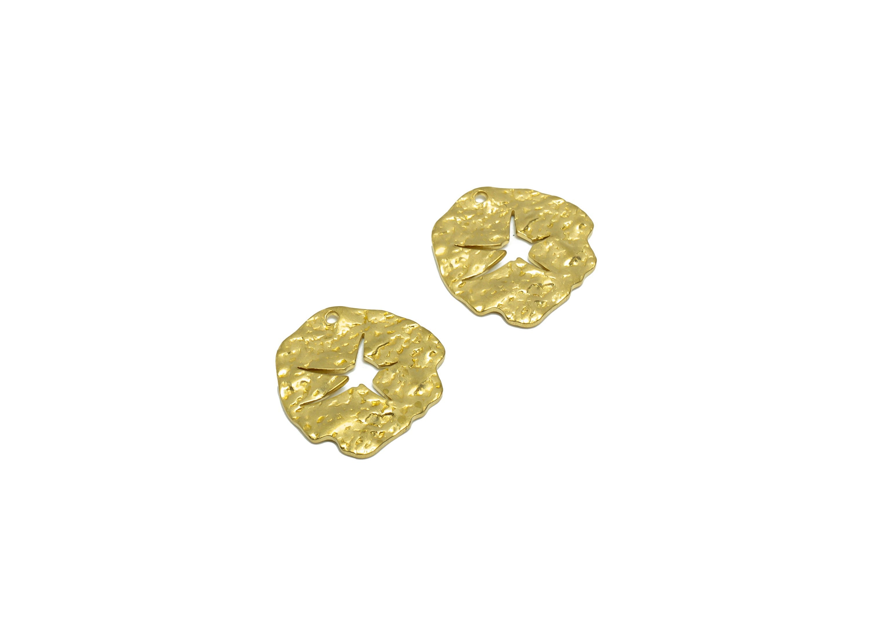 Brass Earring Charm - Brass Wavy Earring Charms - Raw Brass Irregular Pendant - Brass Abstract Charm - 17.1x17.88x0.93mm - PP8655 - DOMEDBAZAAR