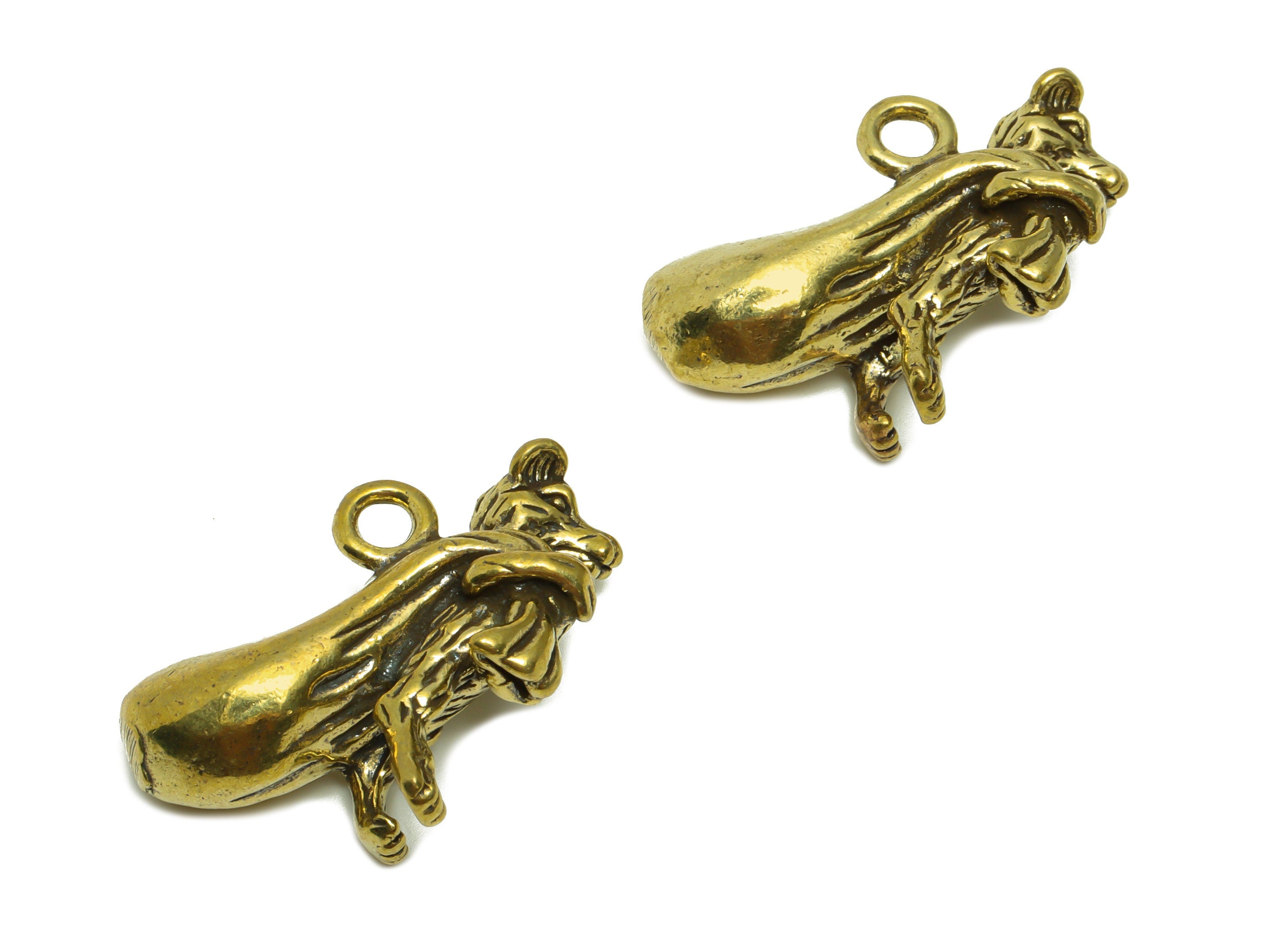 Brass Weasel Charm - Raw Brass Weasel Earring Charms - Antique Looking Pendant - Figure Weasel - For necklace - 36.39x23.93x9.88mm - PP8740 - DOMEDBAZAAR