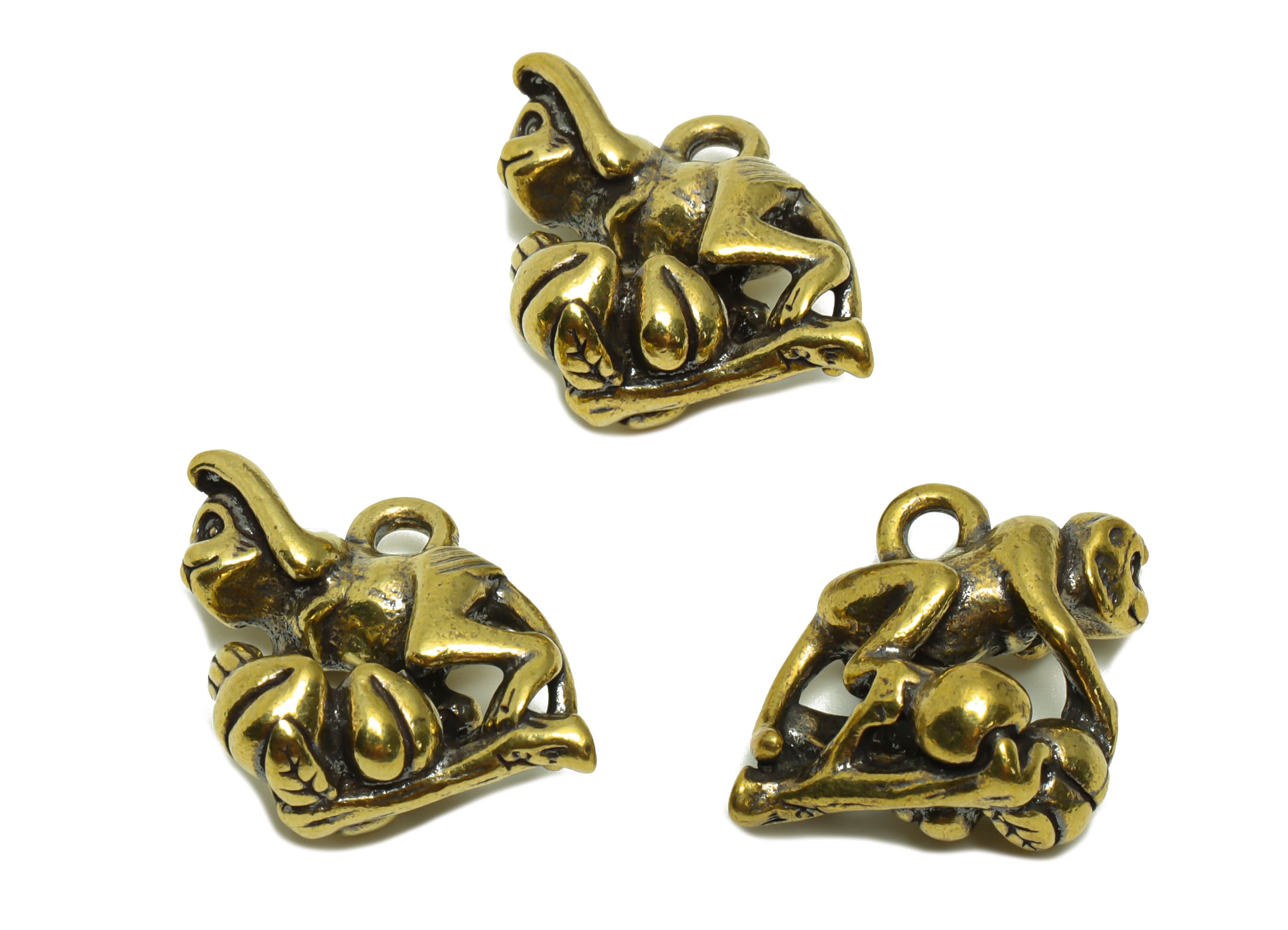 Brass Monkey Charm - Raw Brass Monkey Peach Earring Charms - Antique Looking Pendant - Figure Monkey - For necklace - 18x27.2x10mm - PP8731 - DOMEDBAZAAR