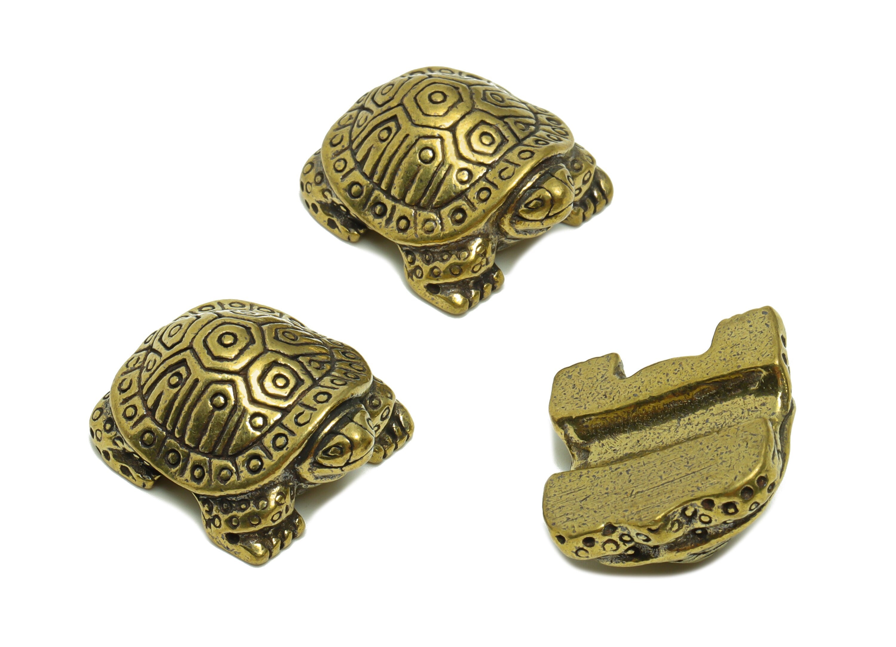 Brass Turtle Charm - Raw Brass Turtle Earring Charms - Antique Looking Pendant - Textured Turtle Figure - Pattern Turtle - 50x30x13mm-PP8722 - DOMEDBAZAAR