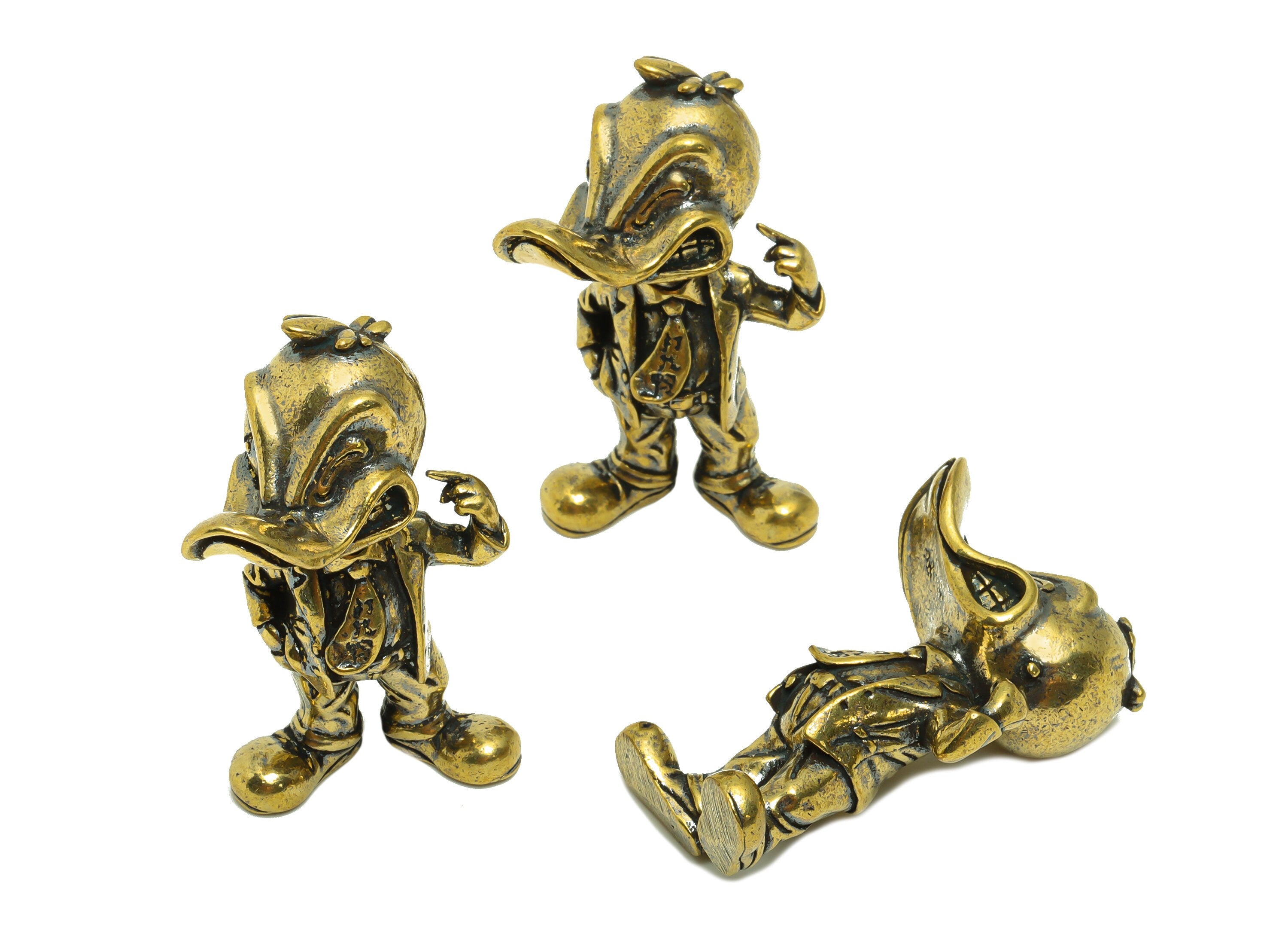 Brass Duck Charm - Raw Brass Donald Duck Earring Charms - Antique Looking Pendant - Duck Figure - Cartoon Duck - 55.15x30.04x33mm - PP8750 - DOMEDBAZAAR