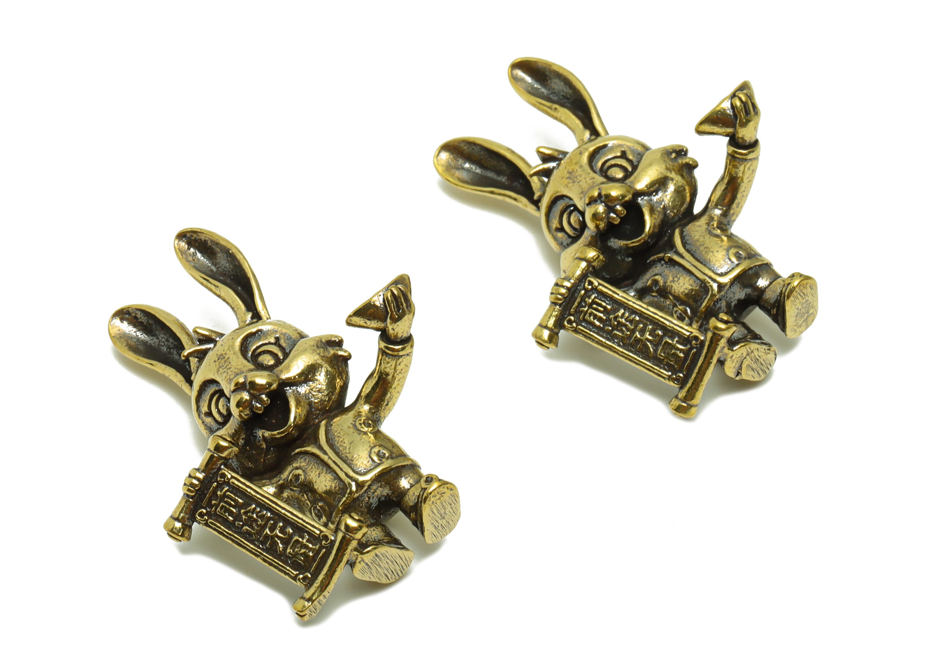 Brass Rabbit Charm - Raw Brass Rabbit Earring Charms - Antique Looking Pendant - Rabbit Figure - luck Rabbit Pendant - 34x26x11mm - PP8723 - DOMEDBAZAAR