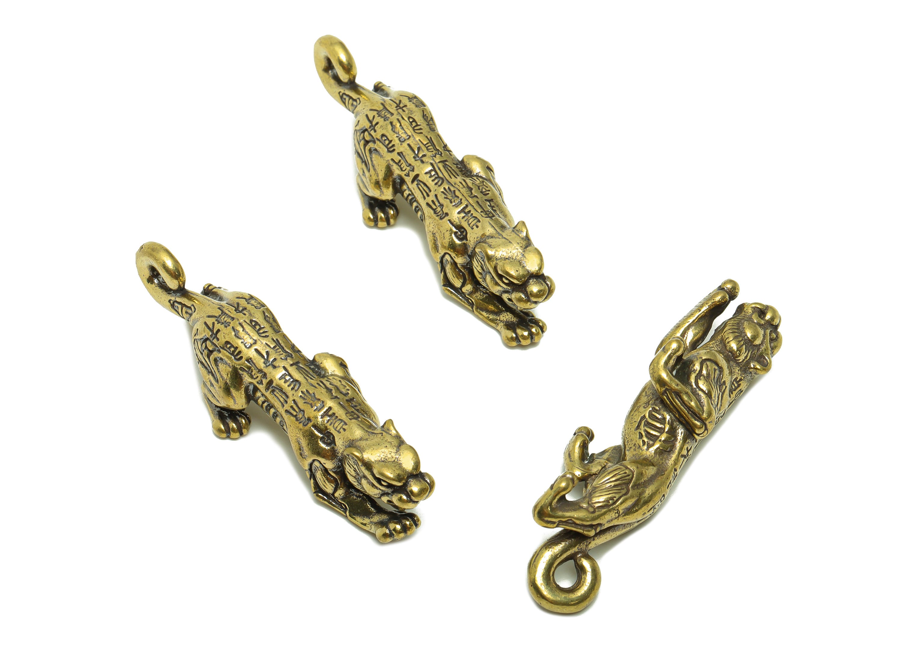 Brass Tiger Charm - Raw Brass Tiger Earring Charms - Antique Looking Pendant - Word Tiger Figure - 56.41x12.6x12.92mm - PP8755 - DOMEDBAZAAR