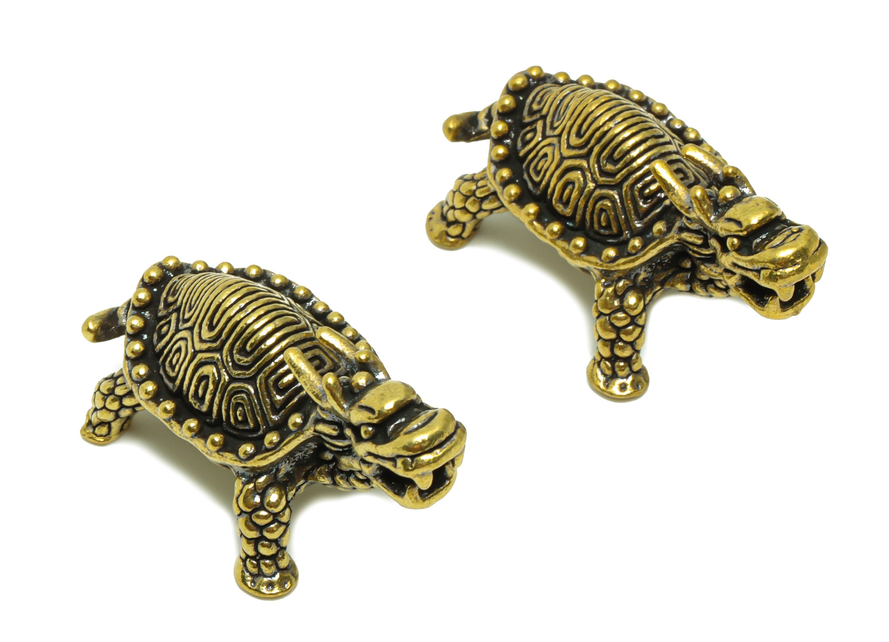 Brass Dragon Turtle Charm - Raw Brass Dragon Turtle Earring Charms - Vintage Style -Dragon Turtle Figure - 40.4x21x17mm - PP8742 - DOMEDBAZAAR