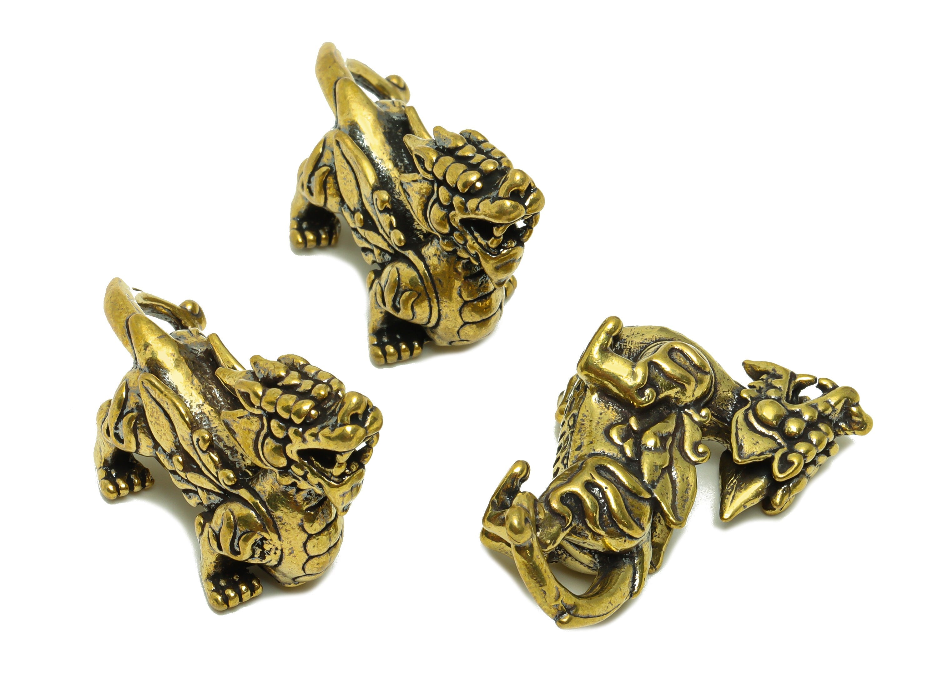 Brass Brave Troops Charm - Raw Brass  Brave Troops Earring Charms - Antique Looking Pendant - Wings Dragon Figure - 42.2x23.88x14mm - PP8728 - DOMEDBAZAAR