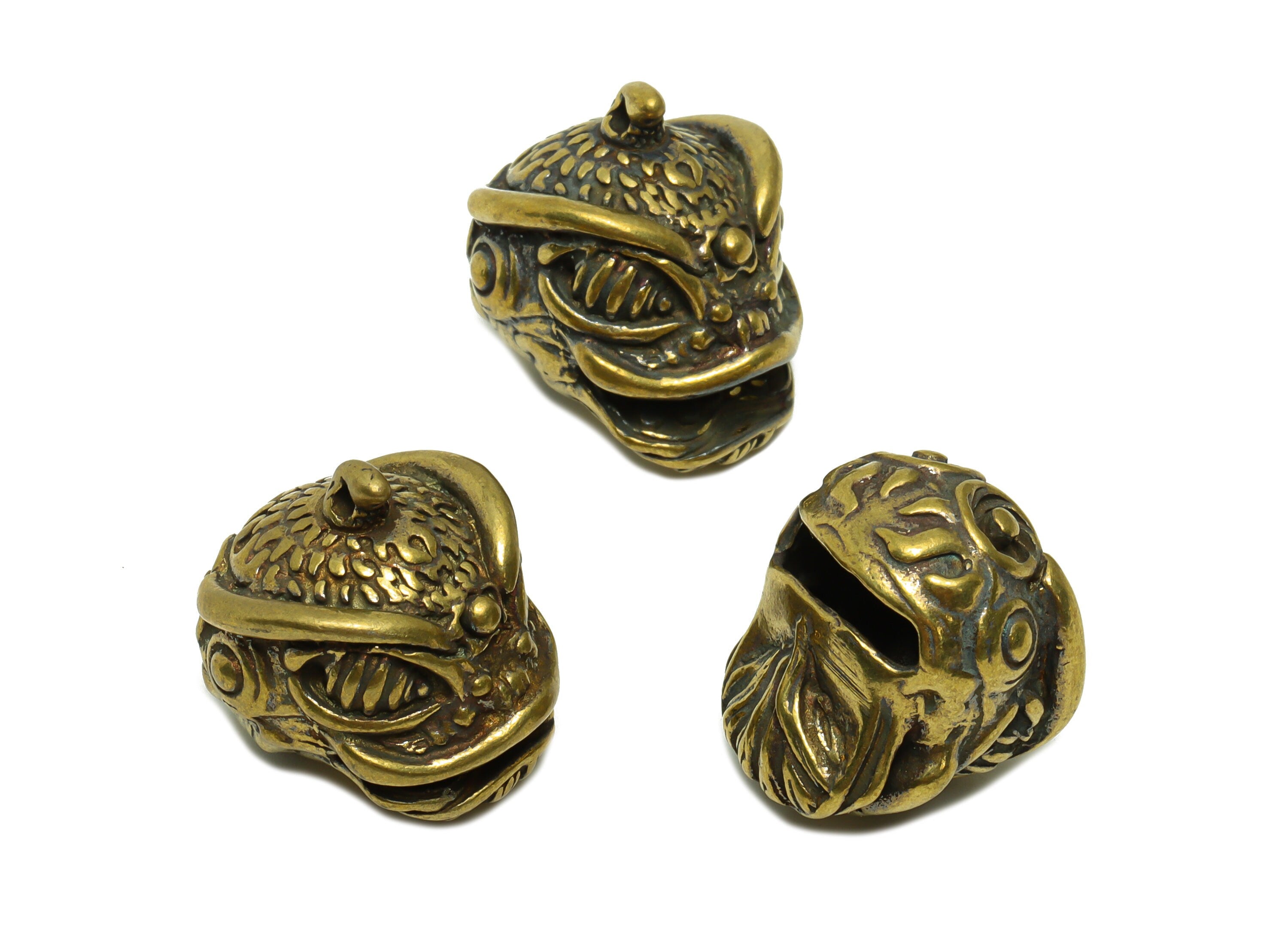 Brass Bell Charm - Raw Brass Kirin Bell Earring Charms - Dragon Bell Figure - Antique Looking Pendant - Bell Pendant- 21.15x21x20mm-PP8726 - DOMEDBAZAAR