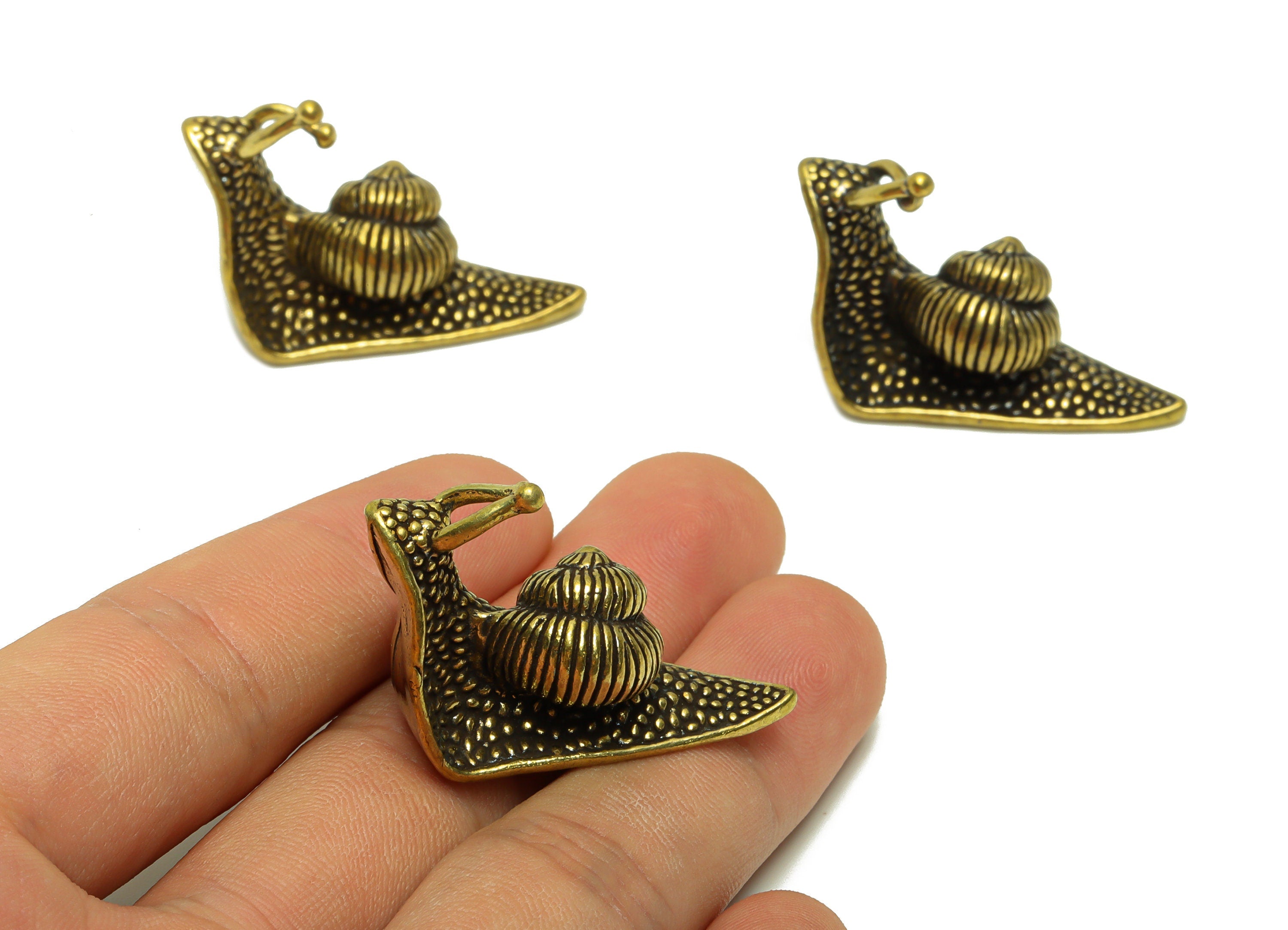 Brass Snails Charm - Raw Brass Snails Earring Charms - Antique Looking Pendant - Snails Figure - Snails Pendant - 42.59x22.05x18mm - PP8776 - DOMEDBAZAAR