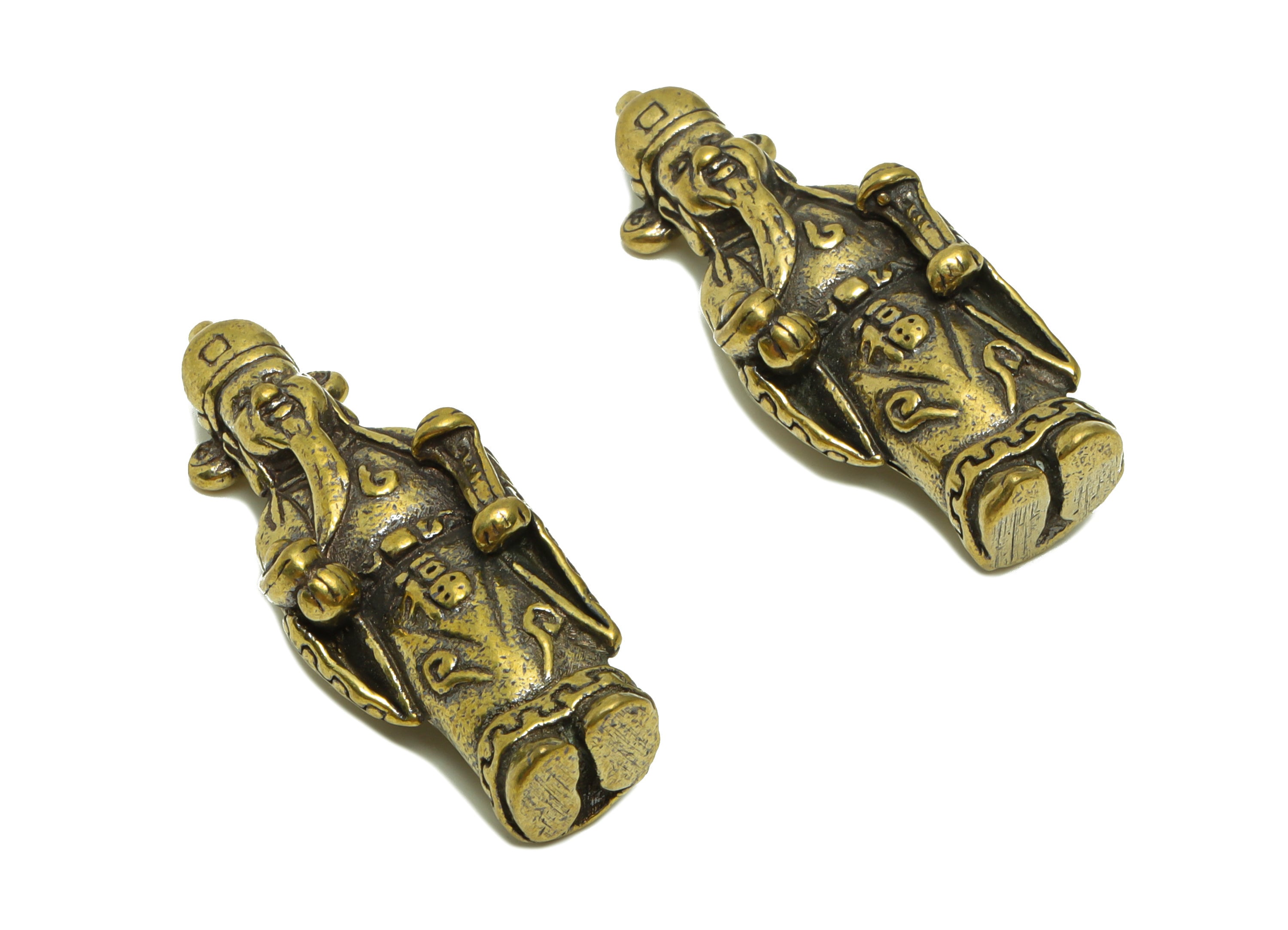 Brass Person Charm - Raw Brass Grandpa Wealth Earring Charms - Chinese Figure - Antique Looking Pendant- Traditional Charm-38x14x8mm-PP8713 - DOMEDBAZAAR
