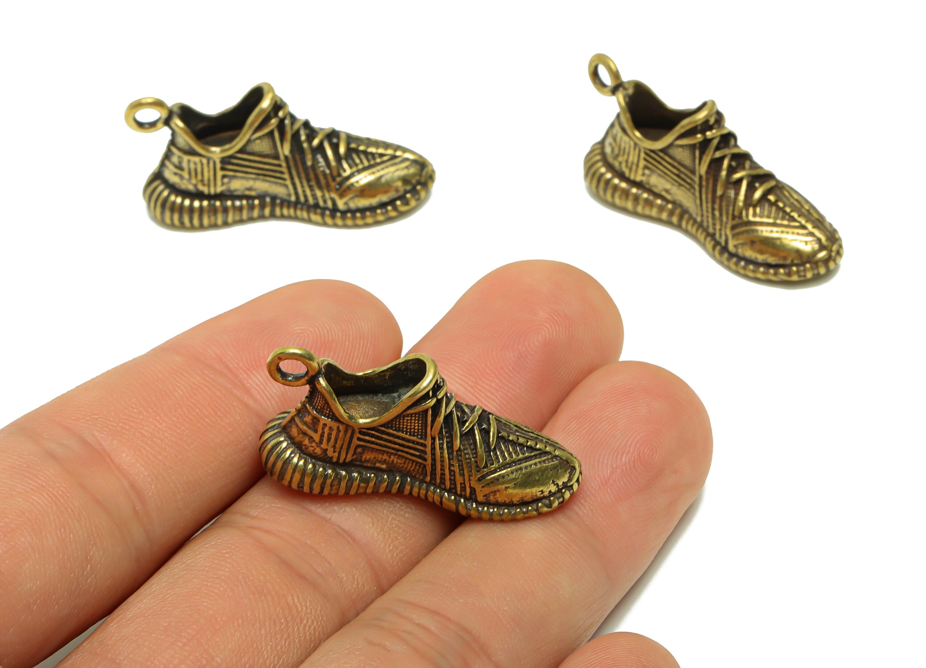 Brass Shoes Charm - Raw Brass Shoes Earring Charms - Shoes Figure - Antique Looking Pendant - Shoes Pendant - 35.05x16.56x12.9mm-PP8749 - DOMEDBAZAAR
