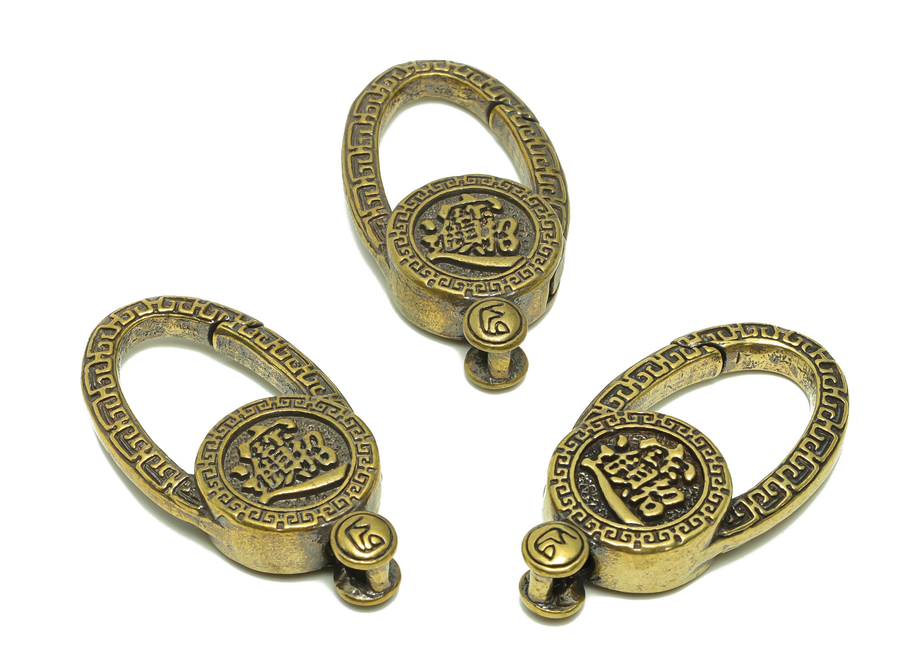 Brass Claw Clasps - Raw Brass Claw Clasps - Keyring Clasp Figure - Antique Looking Clasp - Key Holder Clasp - 45.74x24.14x9.1mm - PP8721 - DOMEDBAZAAR