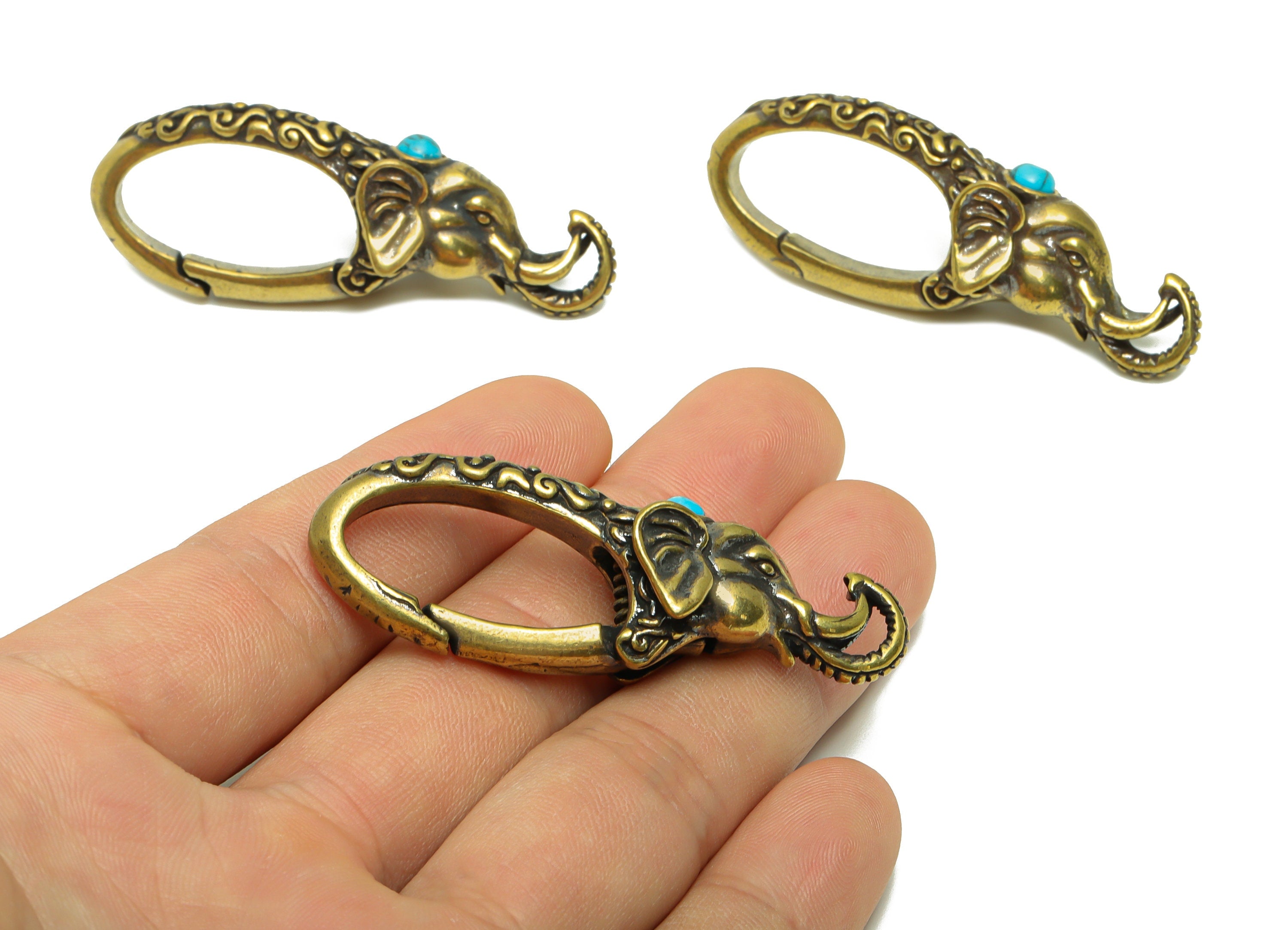 Brass Claw Clasps - Raw Brass Elephant Clasps - Keyring Clasp Figure - Antique Looking Clasp - Elephant clasp - 57.22x21.01x16.32mm - PP8725 - DOMEDBAZAAR