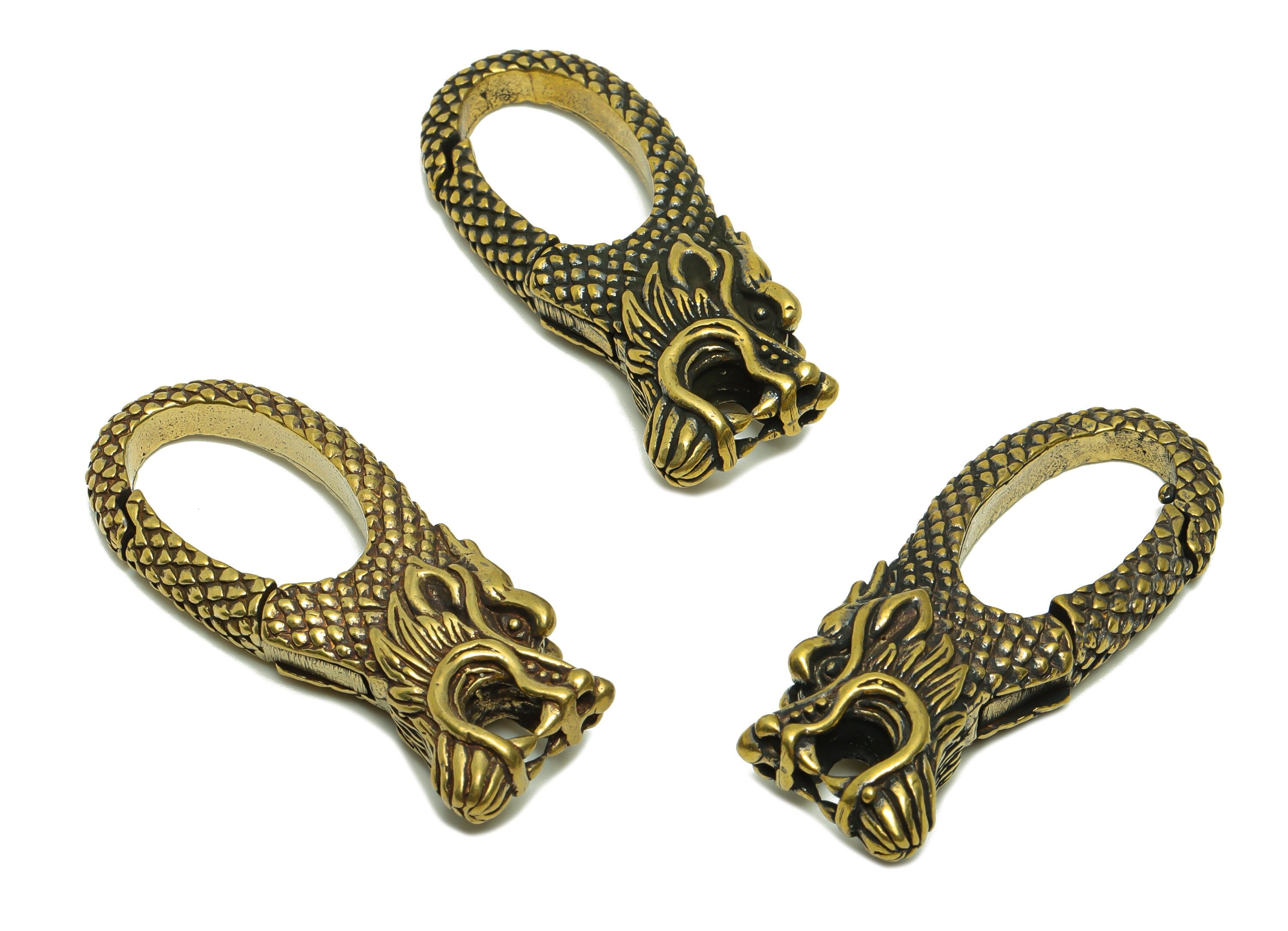 Brass Claw Clasps - Raw Brass Dragon Clasps - Keyring Clasp Figure - Antique Looking Clasp - Textured Dragon Clasp - 51.1x20.49x9mm - PP8708 - DOMEDBAZAAR