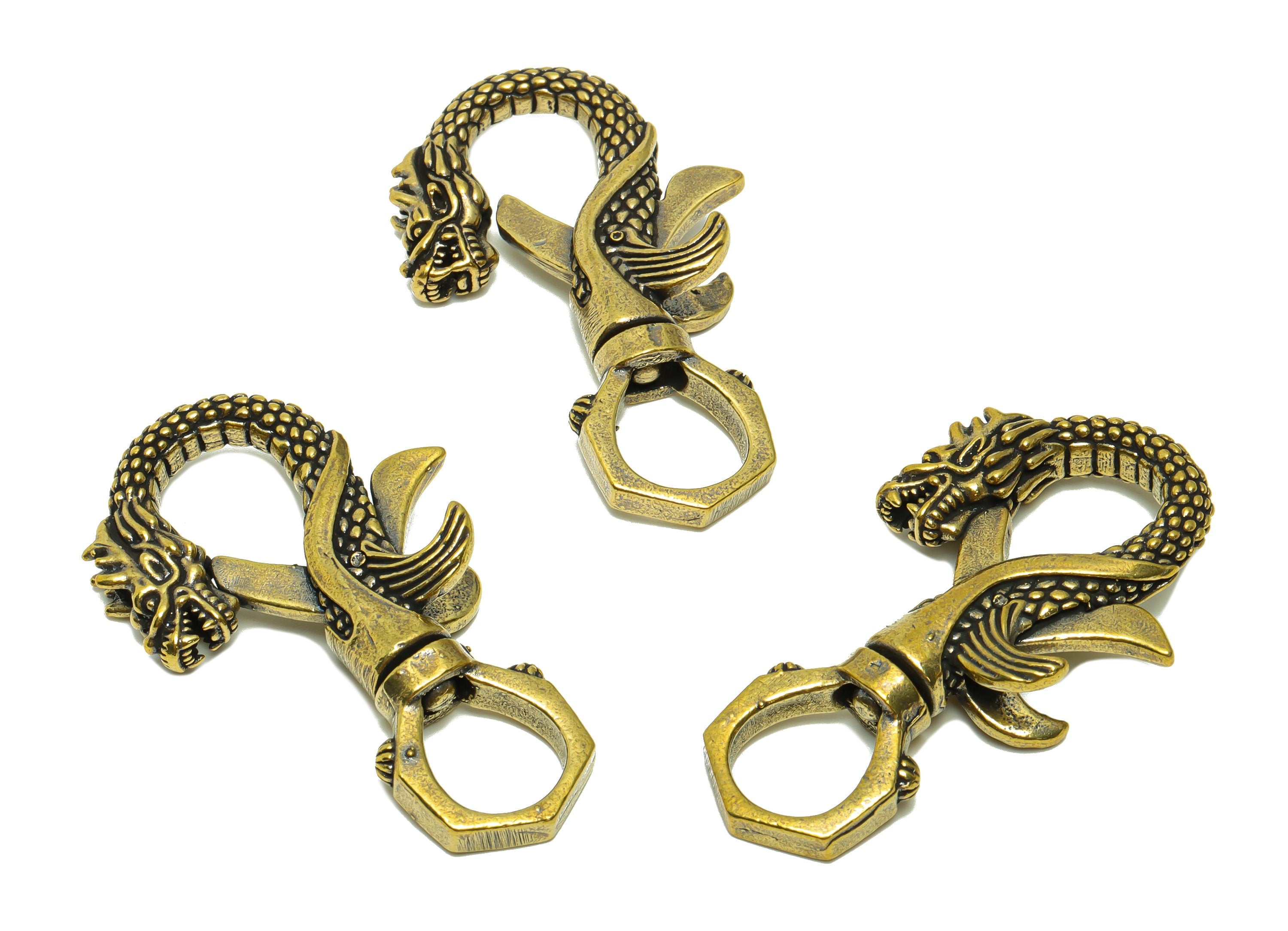 Brass Claw Clasps - Raw Brass Dragon Clasps - Dragon Clasp Figure - Antique Looking Clasp - Textured Dragon Clasp - 60.94x35.6x11mm - PP8717 - DOMEDBAZAAR