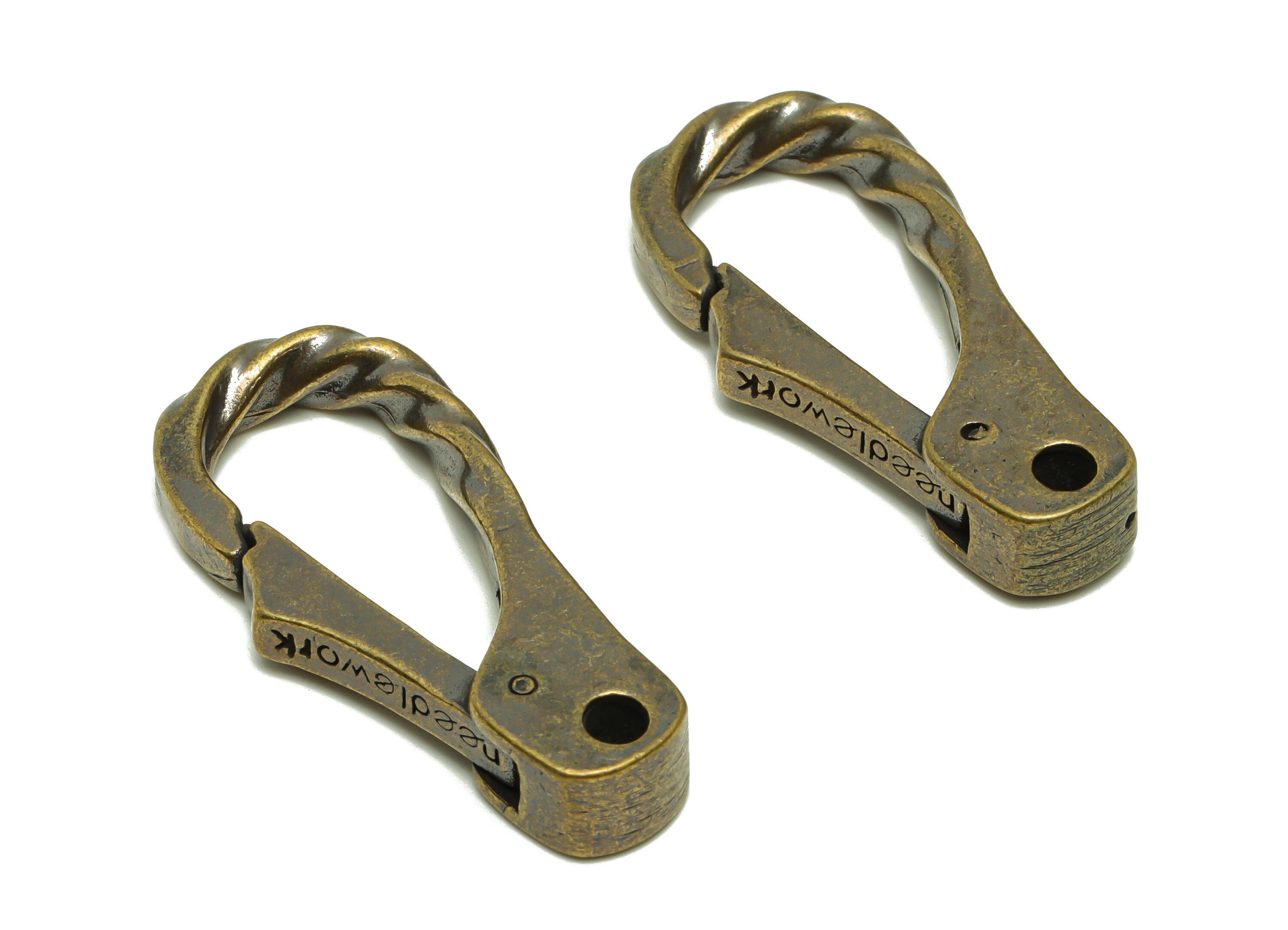 Brass Claw Clasps - Raw Brass Claw Clasps - Twisted Keyring Clasp Figure - Antique Looking Clasp - Key Twisted Clasp - 41x18x6.9mm - PP8724 - DOMEDBAZAAR