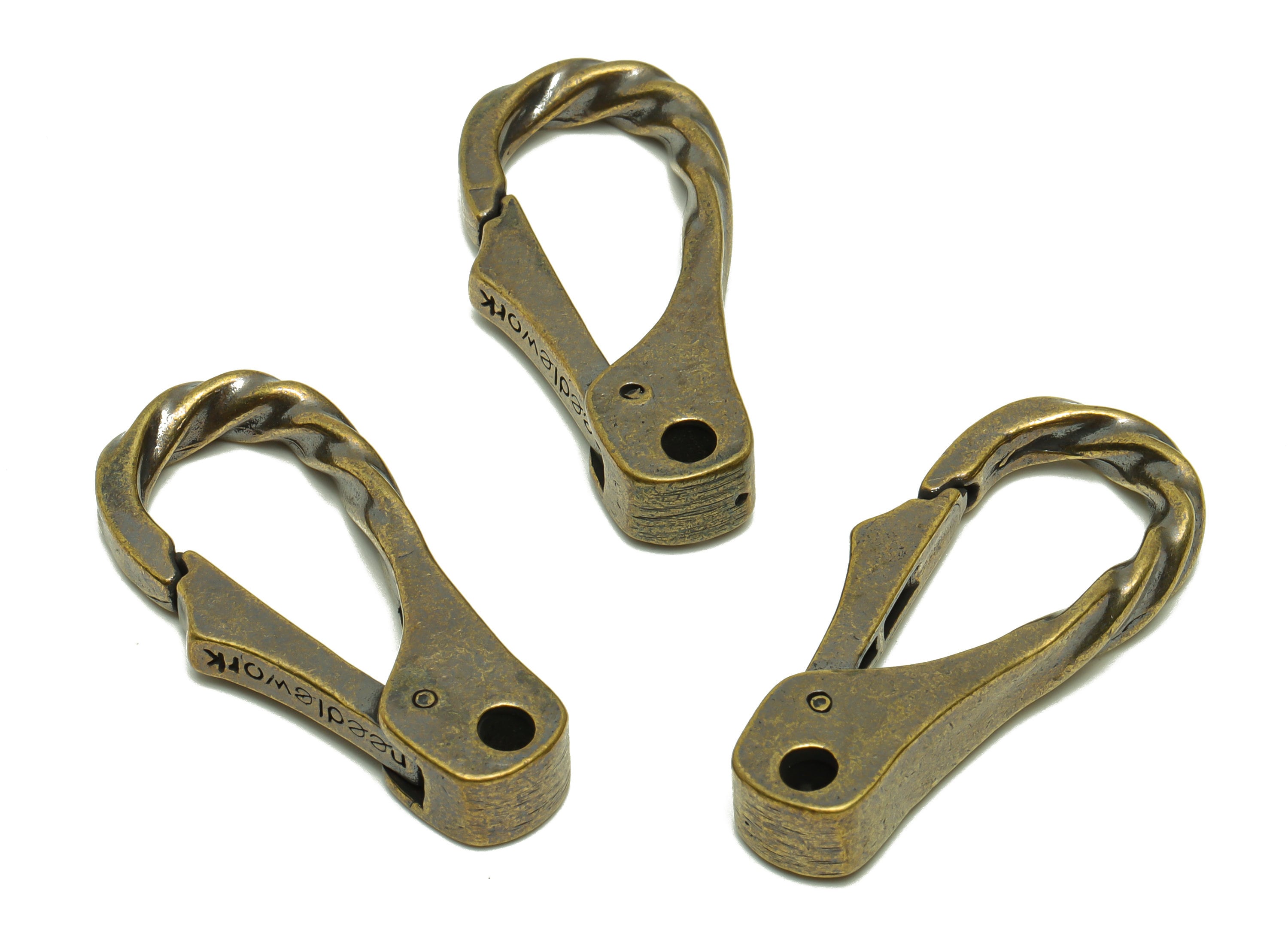 Brass Claw Clasps - Raw Brass Claw Clasps - Twisted Keyring Clasp Figure - Antique Looking Clasp - Key Twisted Clasp - 41x18x6.9mm - PP8724 - DOMEDBAZAAR