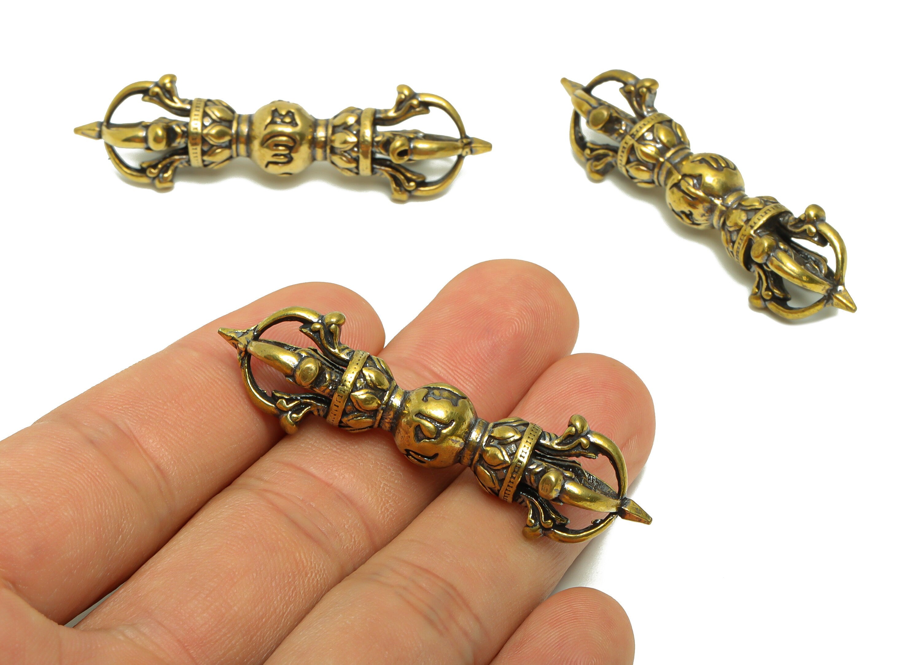 Brass Stick Charms - Raw Brass Walking Stick - Magic Wand Figure - Antique Looking Pendant - Magic Wand Charms - 52x15.2x9.75mm - PP8746 - DOMEDBAZAAR