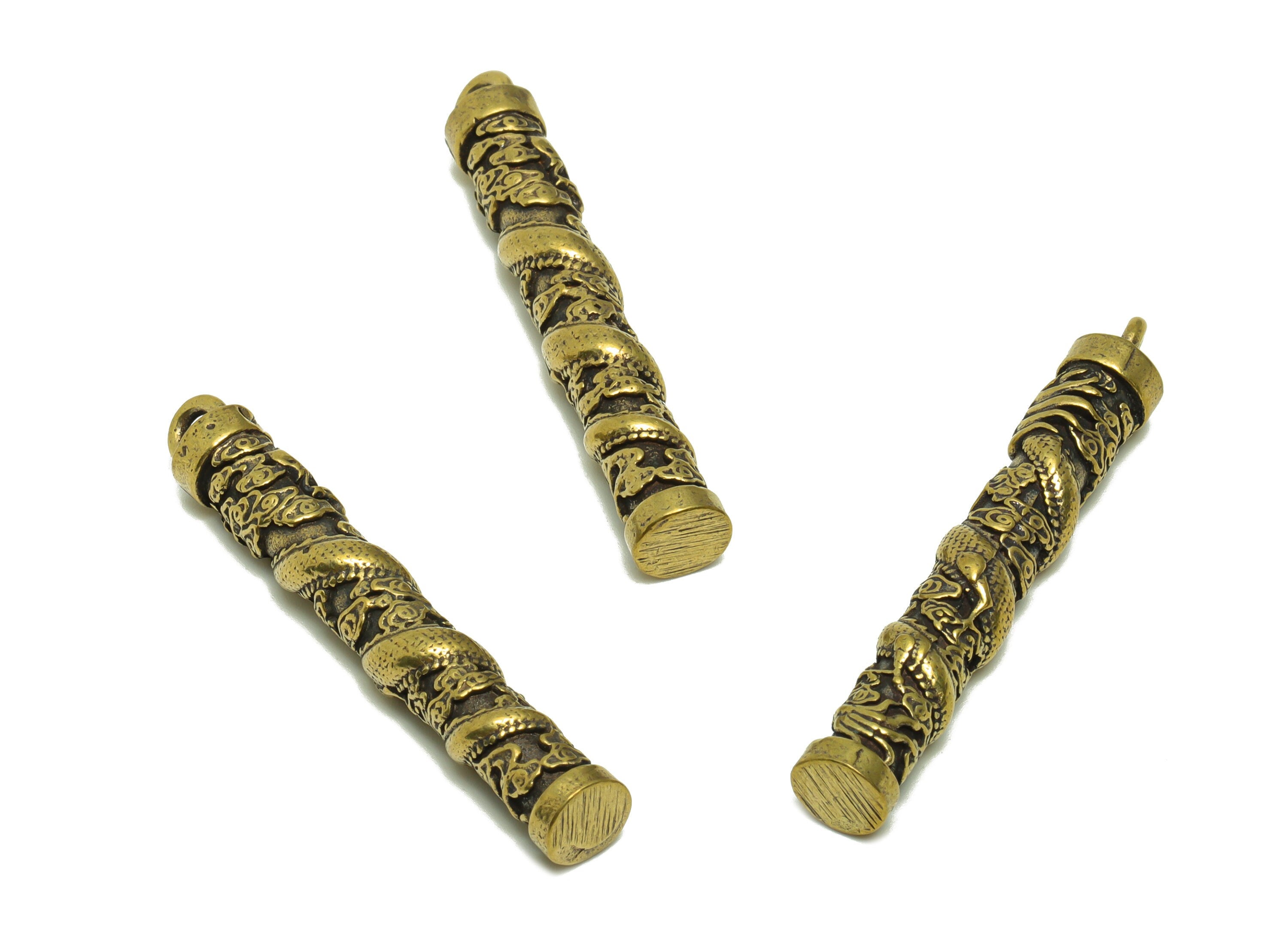 Brass Stick Charms - Raw Brass Stirp Earring Charm - Textured Bar Figure - Antique Looking Pendant - Stirp Pendant - 44.52x6.8x6mm - PP8761 - DOMEDBAZAAR