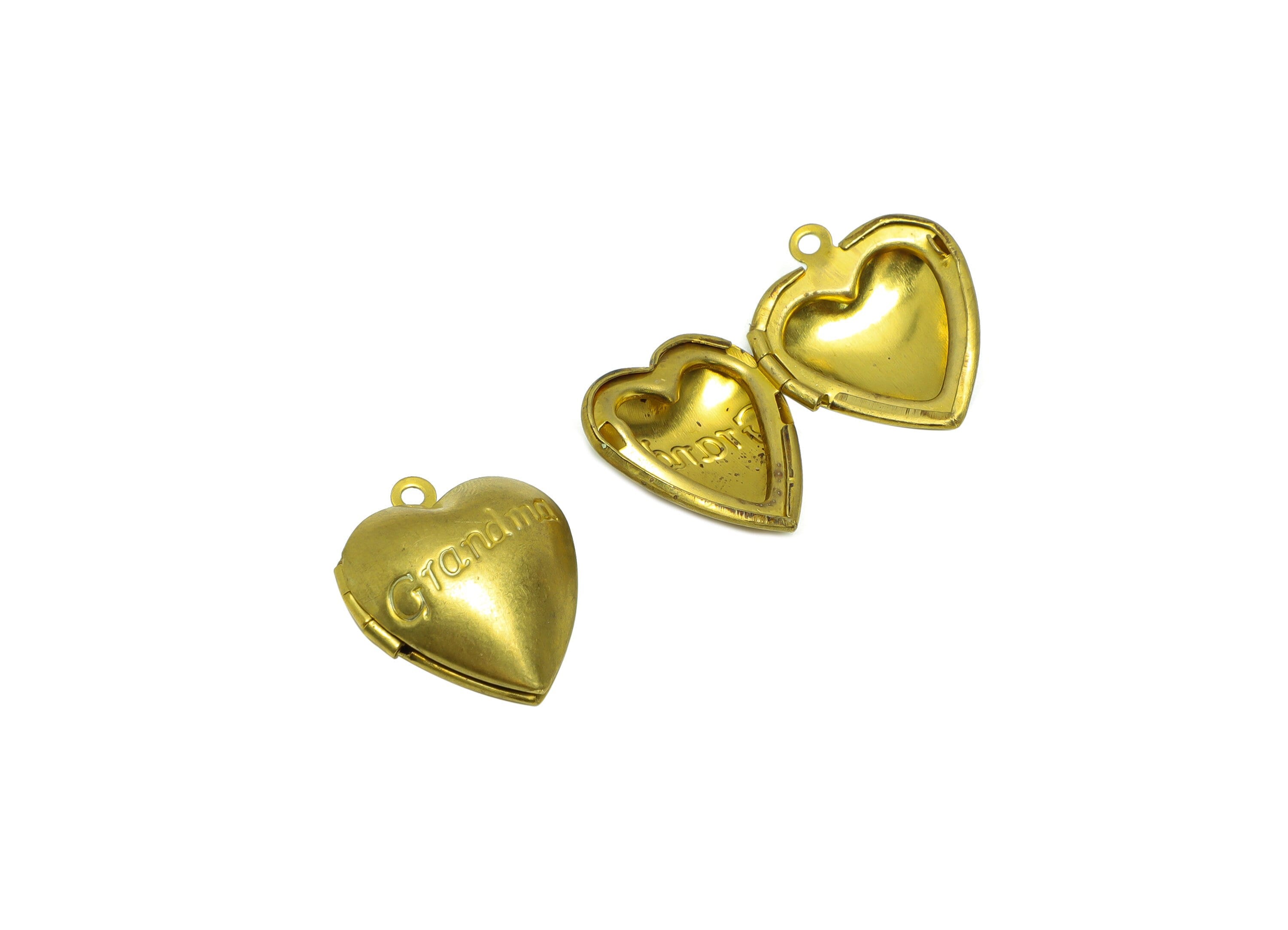 Brass Heart Locket Charm - Raw Brass Grandma Locket Pendant - Engraved Locket Pendant For Necklace - 22.3x19x10mm - PP8912 - DOMEDBAZAAR