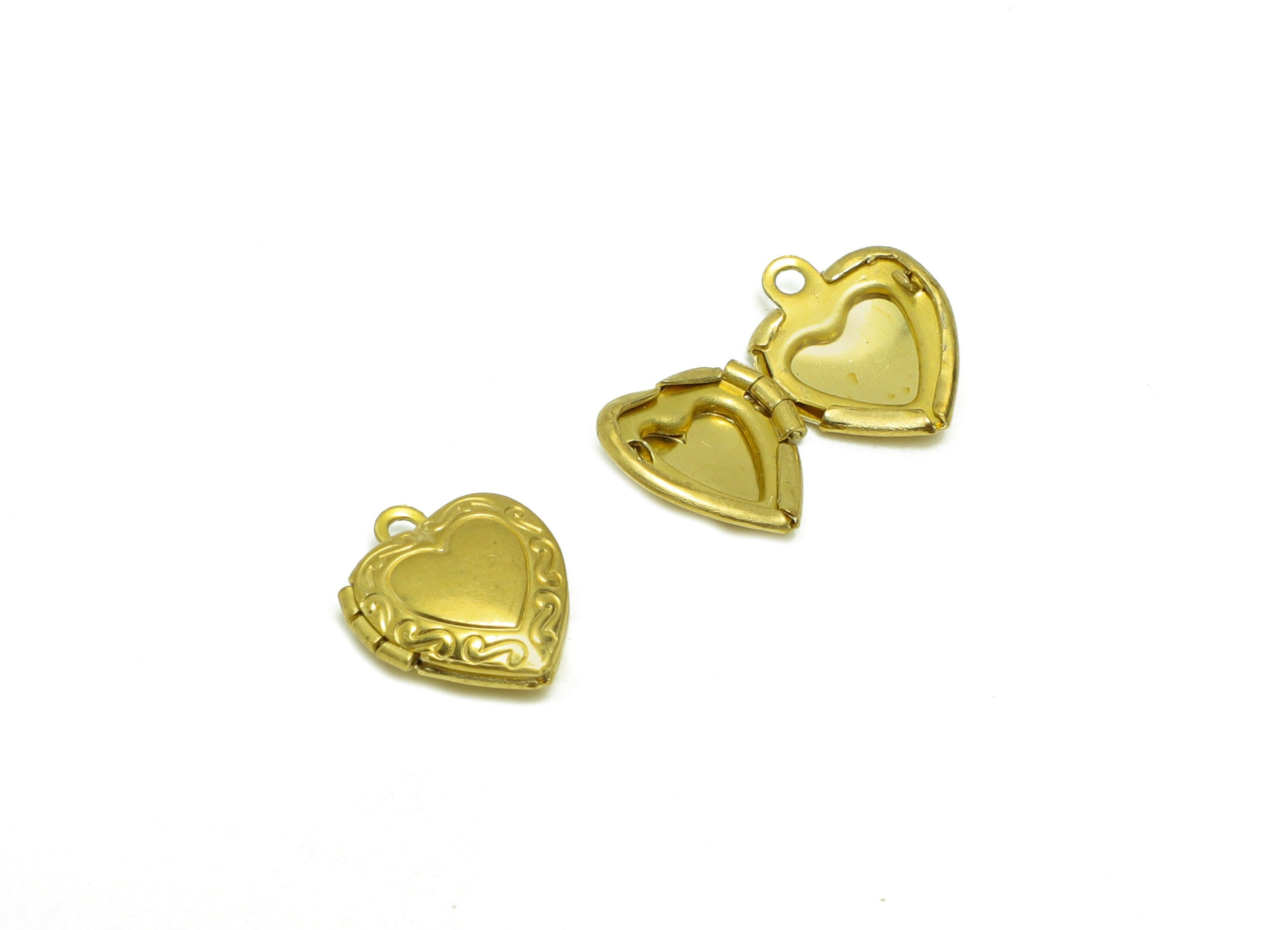 Brass Heart Locket Charm - Raw Brass Antique Vintage - Engraved Locket Charms - Heart Locket For Engraved - 12.35x10.26x4.06mm - PP8913 - DOMEDBAZAAR